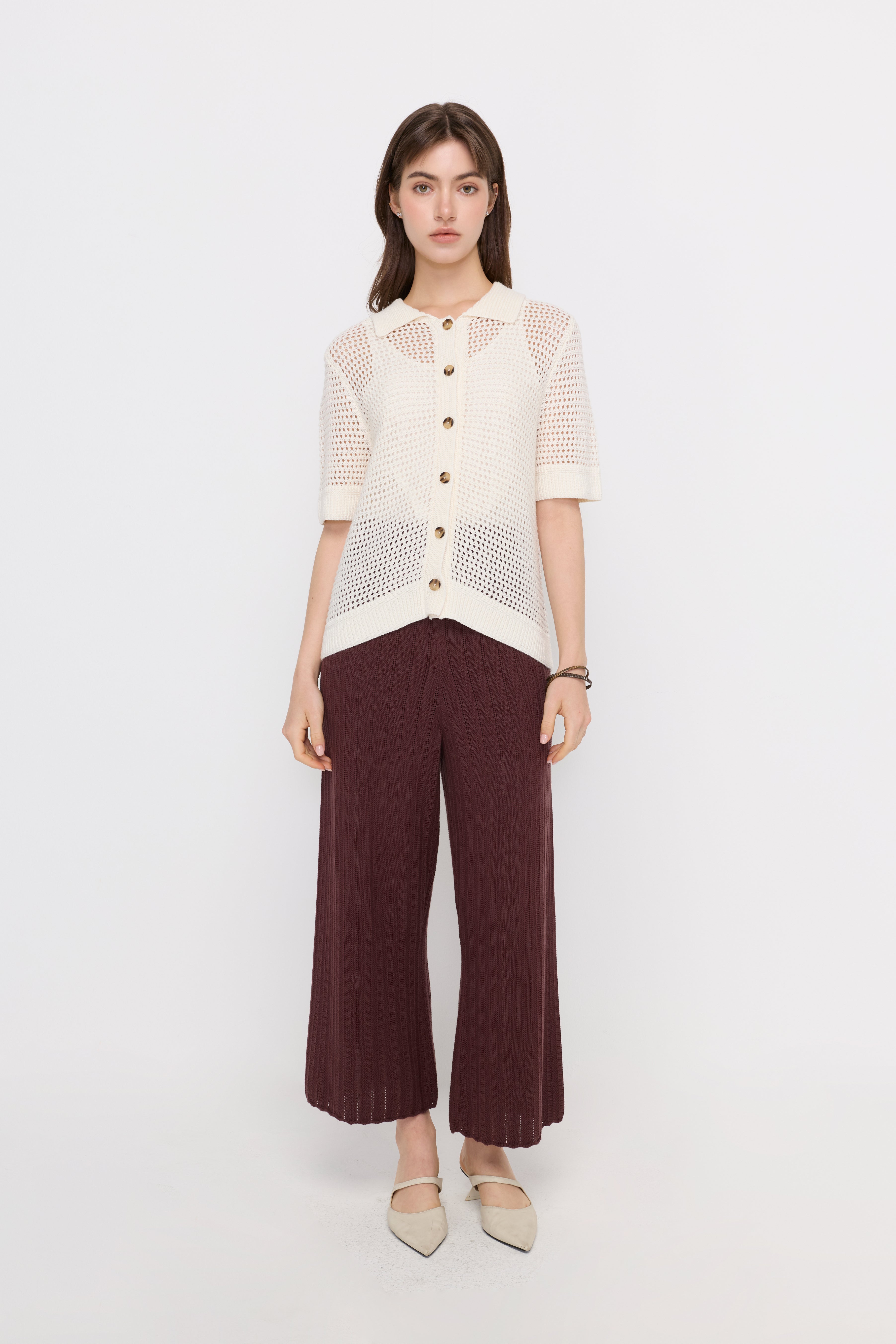 TEXTURED KNIT BUTTON-UP POLO