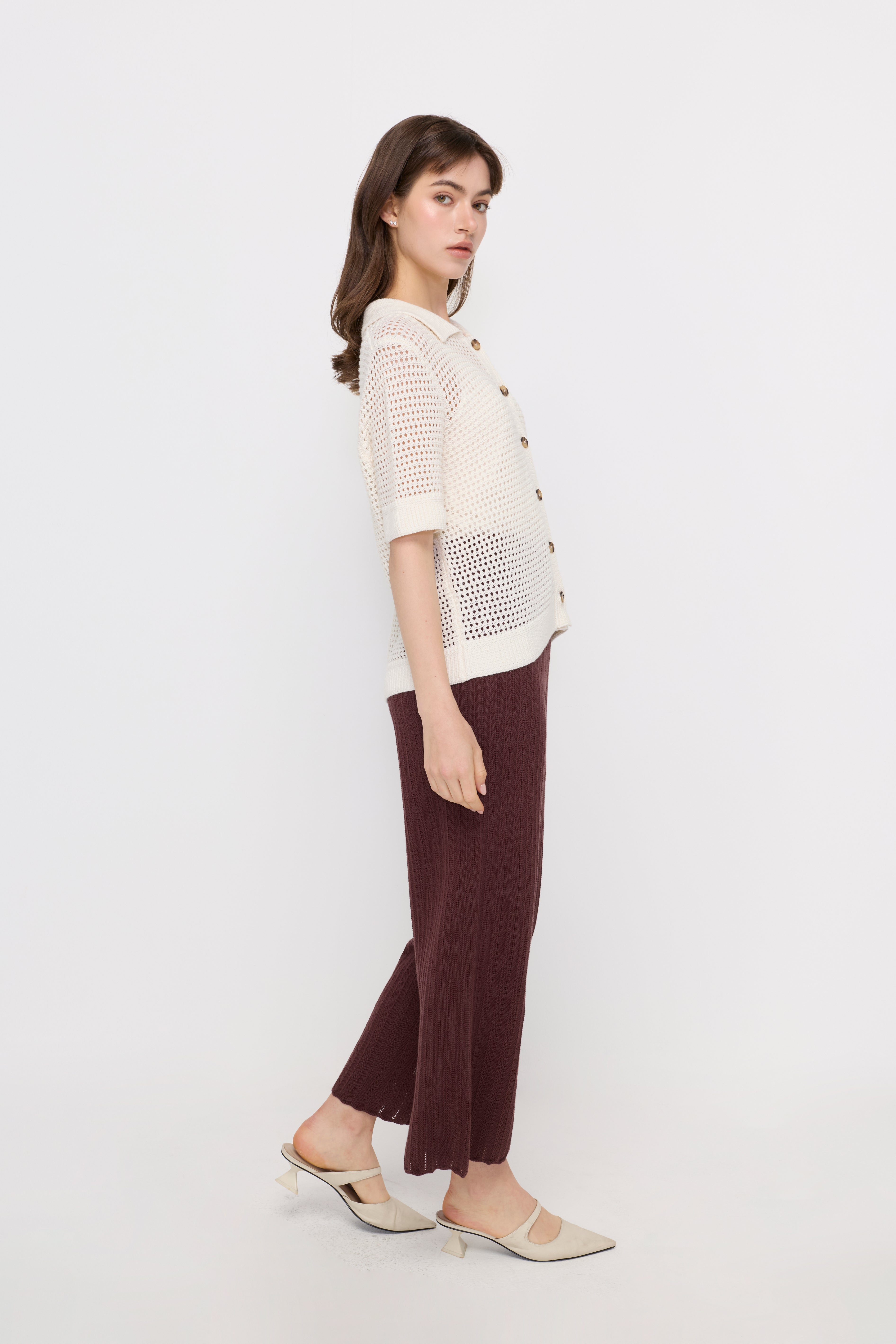 TEXTURED KNIT BUTTON-UP POLO