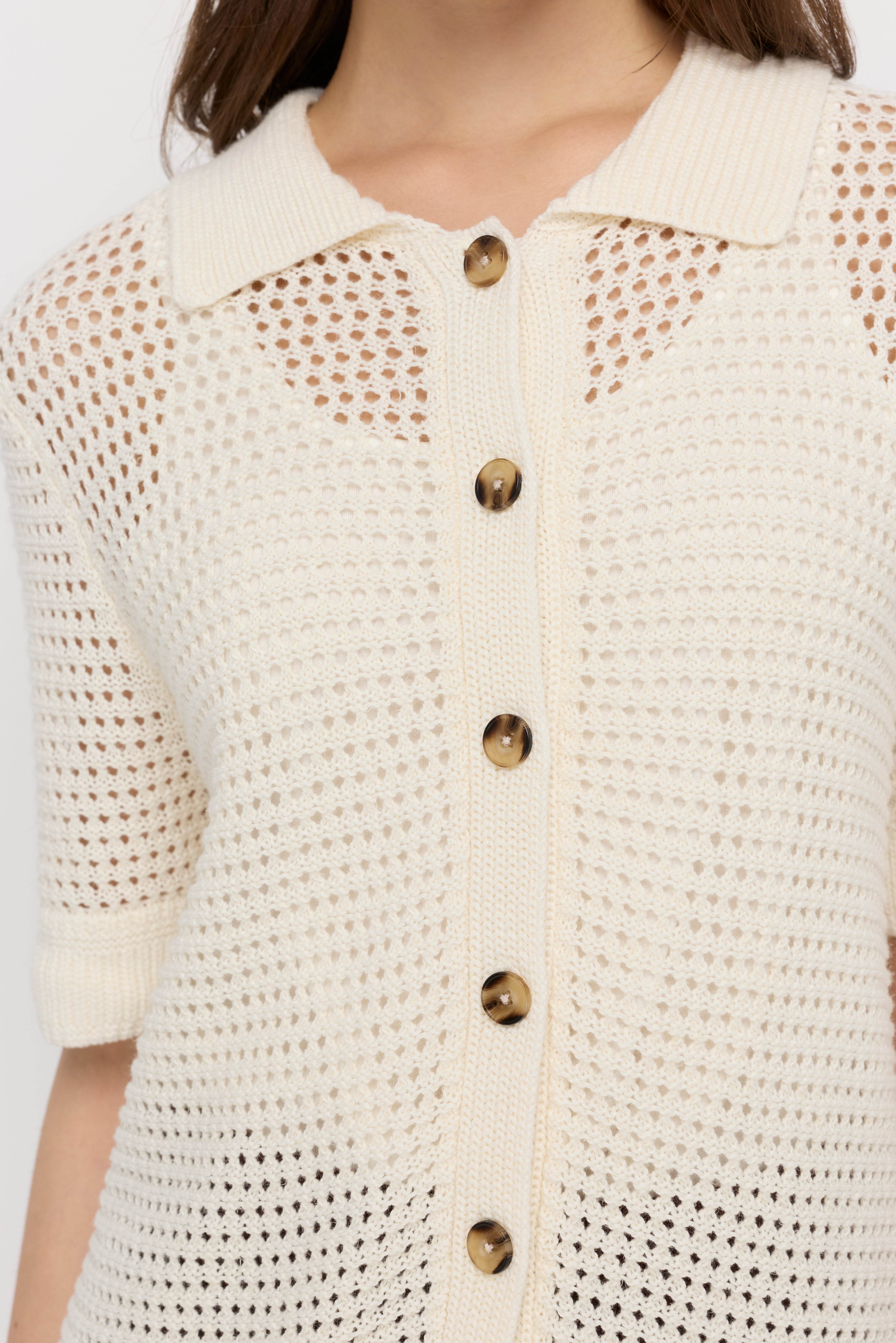 TEXTURED KNIT BUTTON-UP POLO