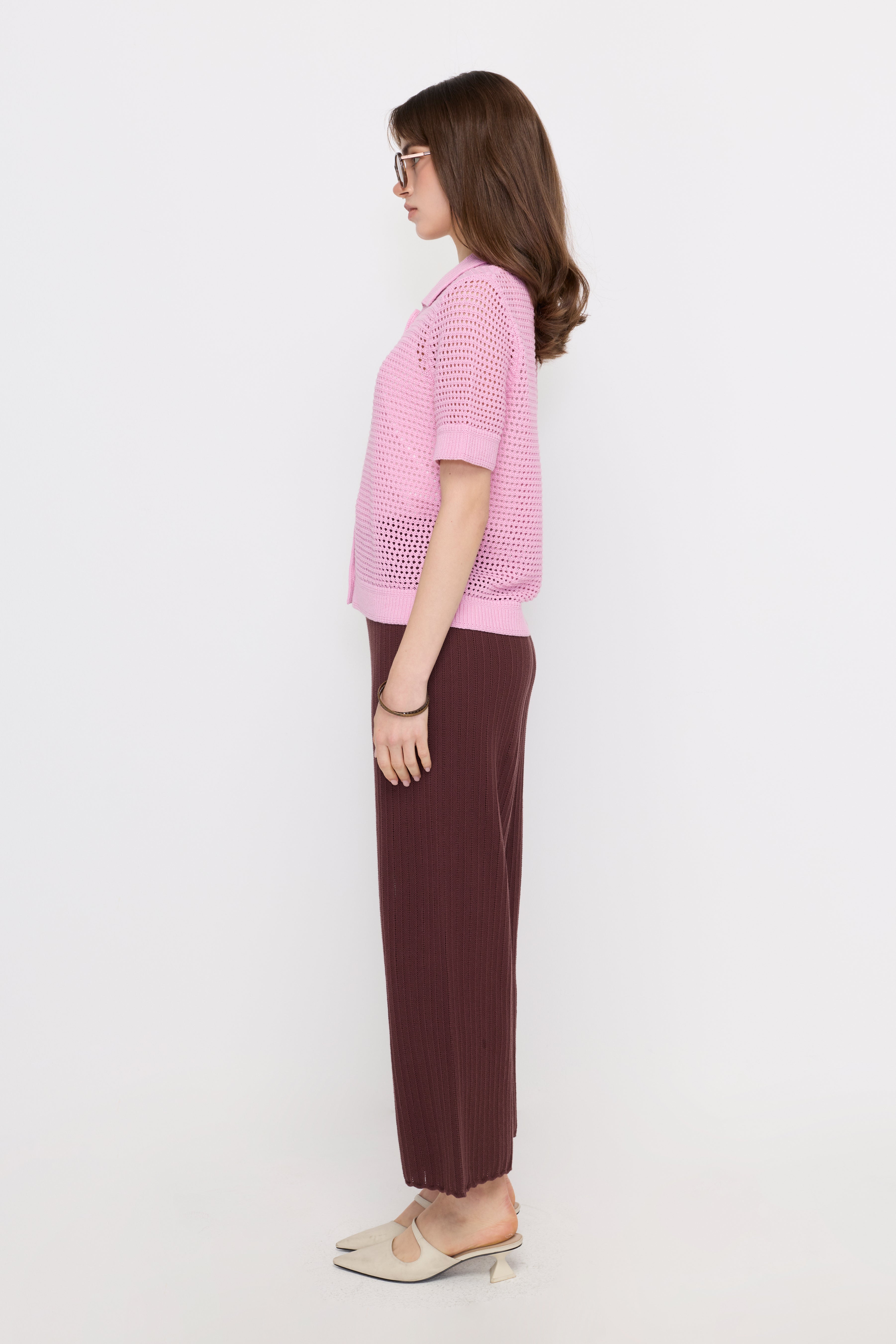 TEXTURED KNIT BUTTON-UP POLO