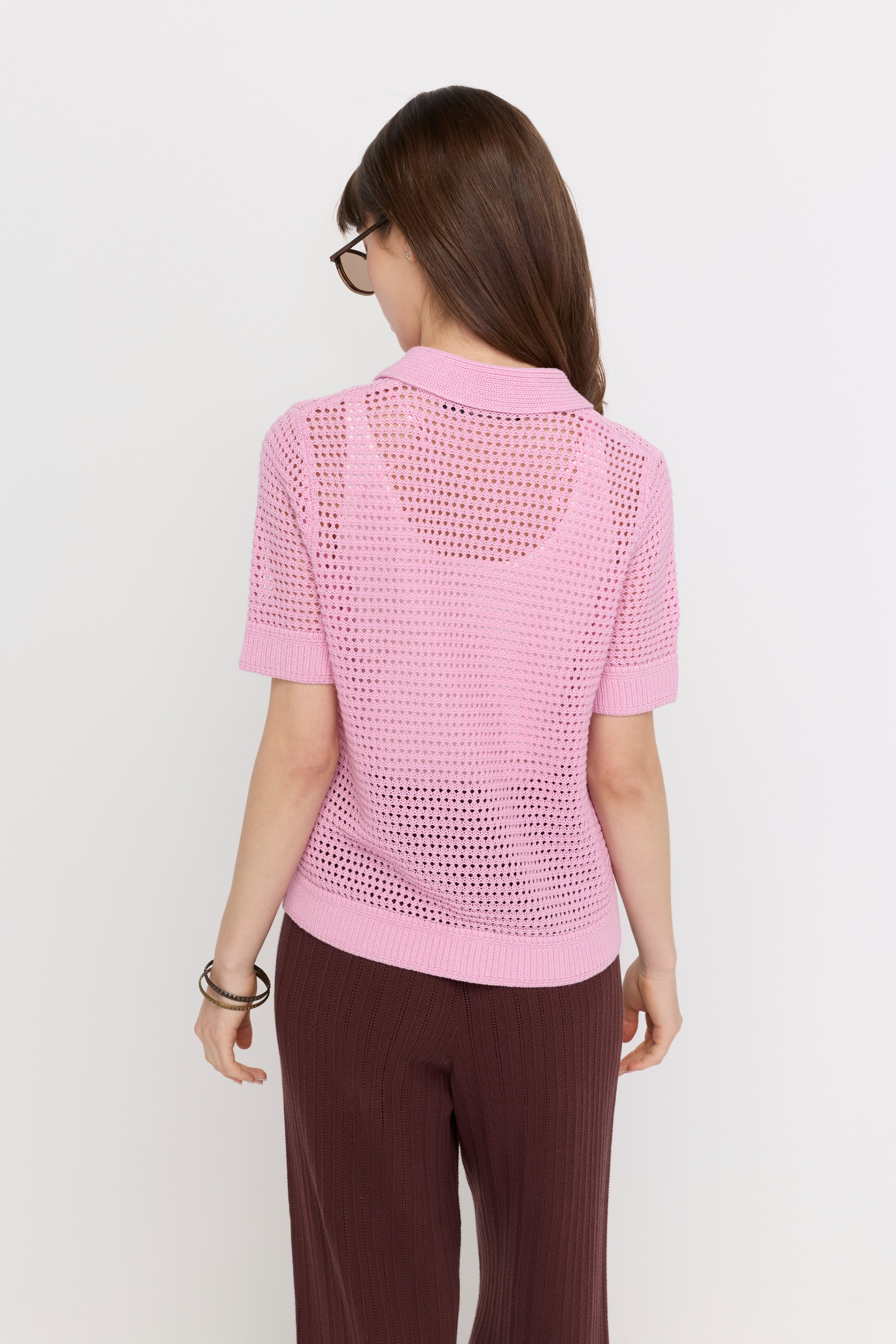 TEXTURED KNIT BUTTON-UP POLO