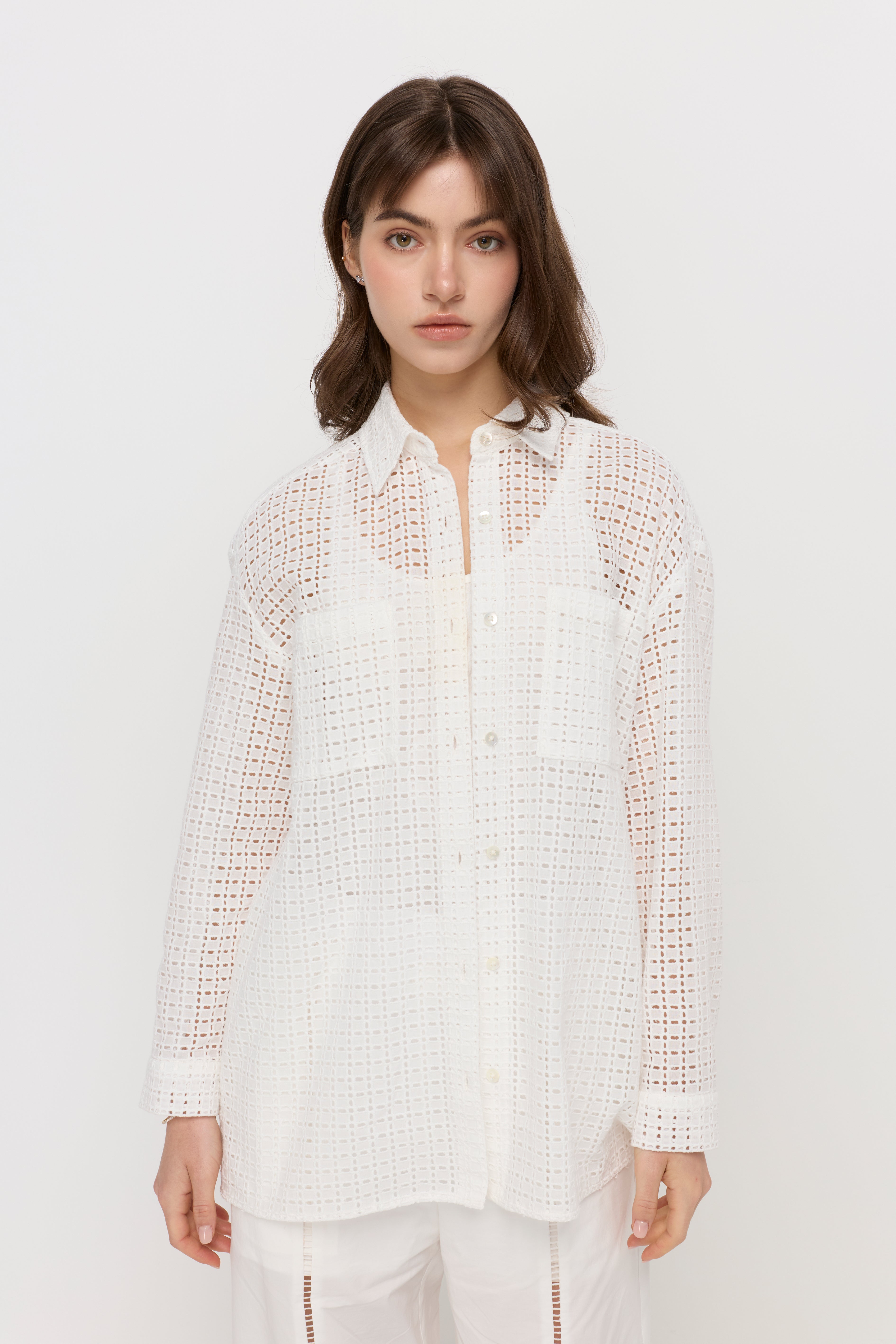 TEXTURED LINEN RELAXED SHIRT