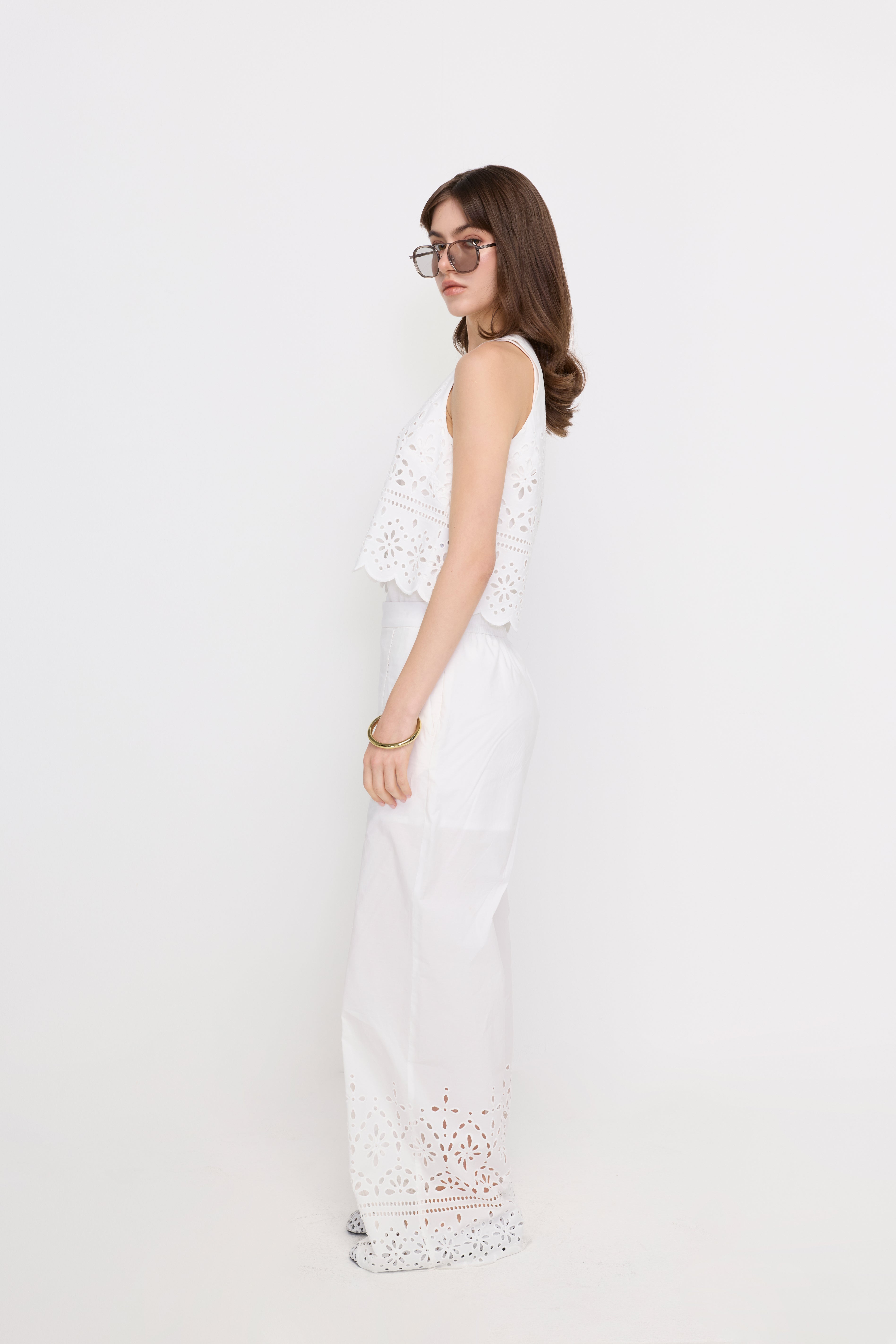 BRODERIE WIDE-LEG PANTS