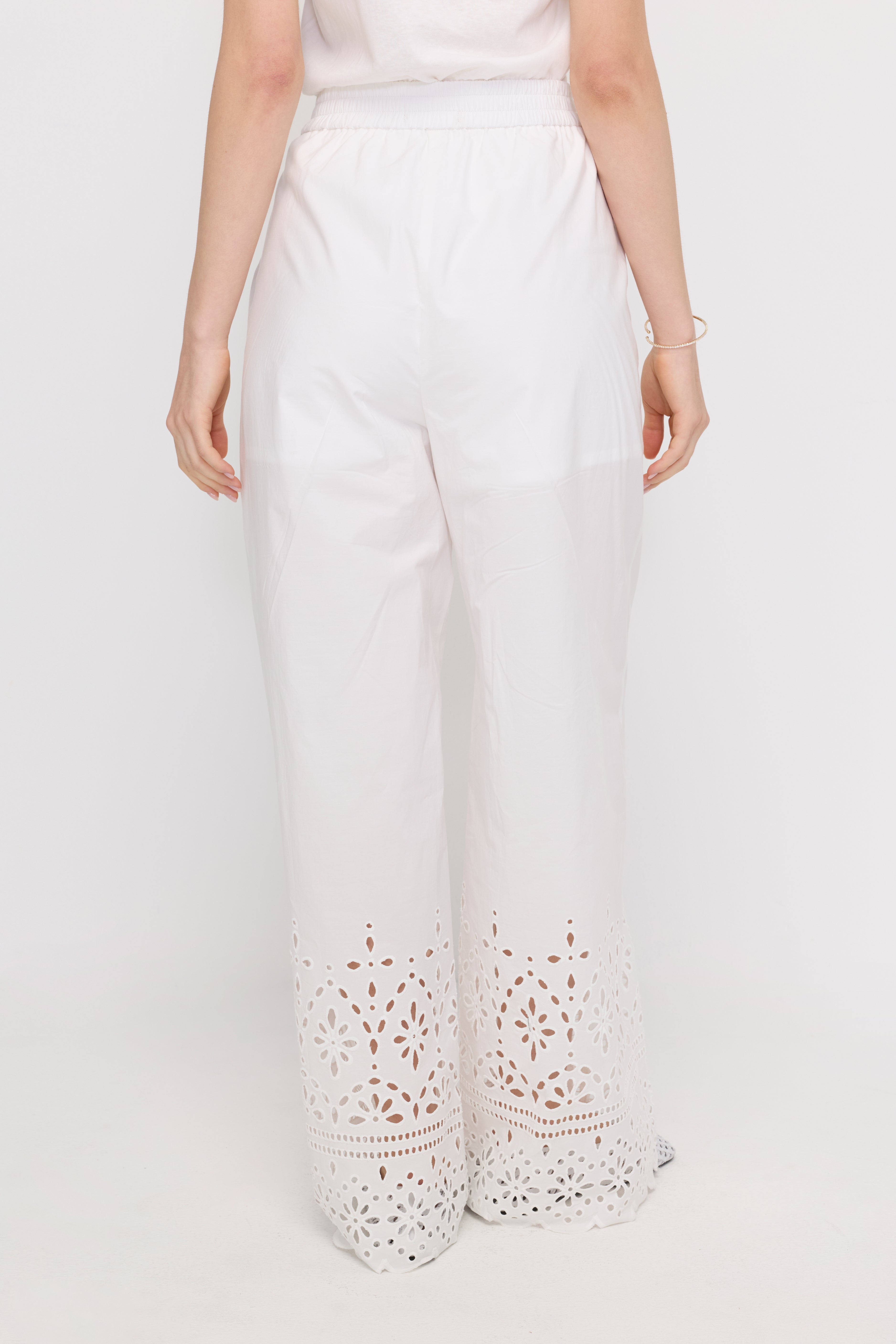 BRODERIE WIDE-LEG PANTS