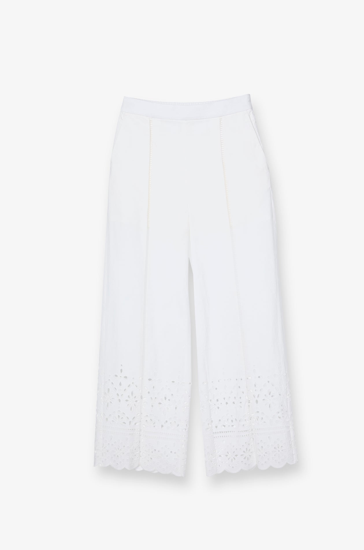 BRODERIE WIDE-LEG PANTS