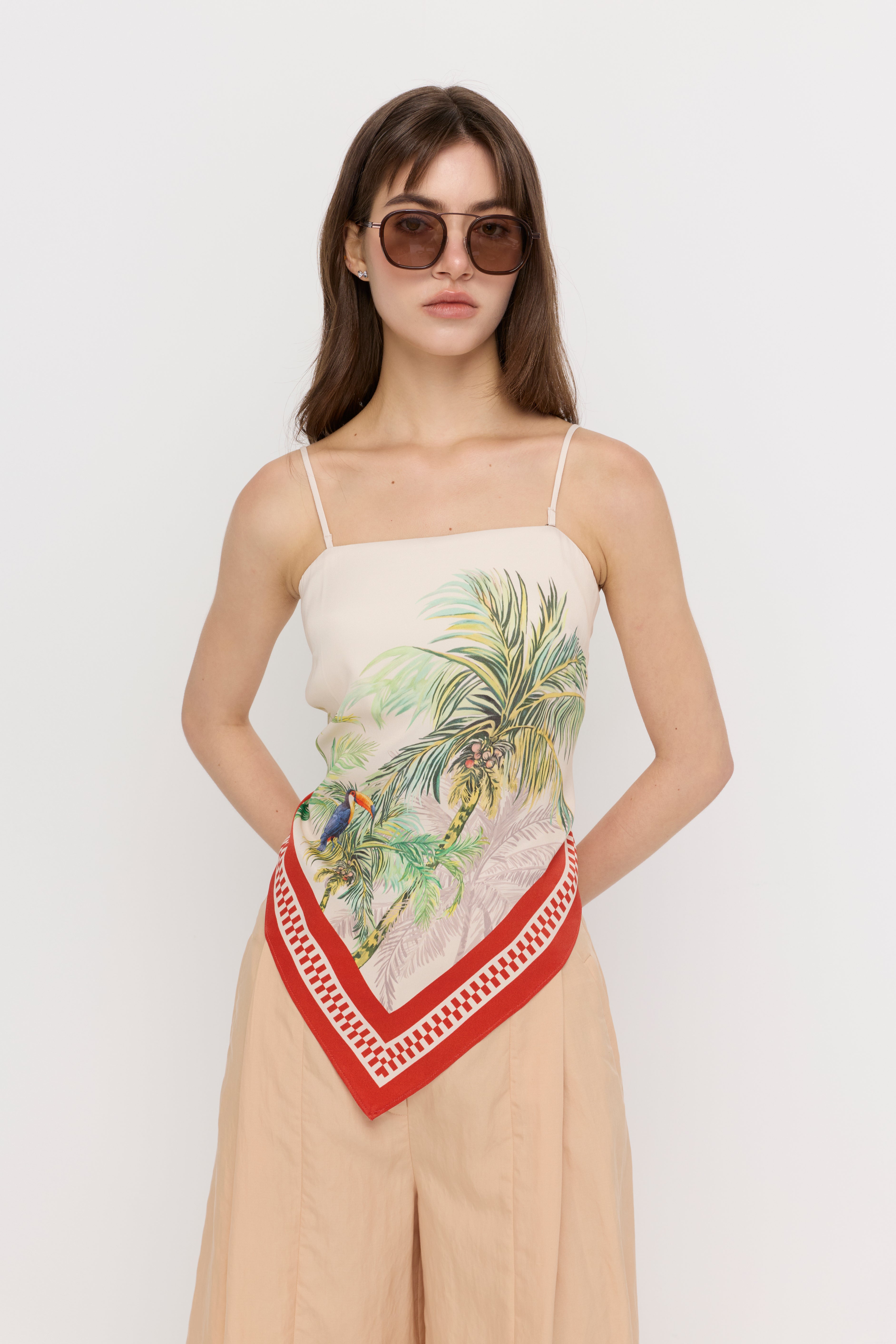 TROPICAL SCARF-PRINT CAMISOLE TOP