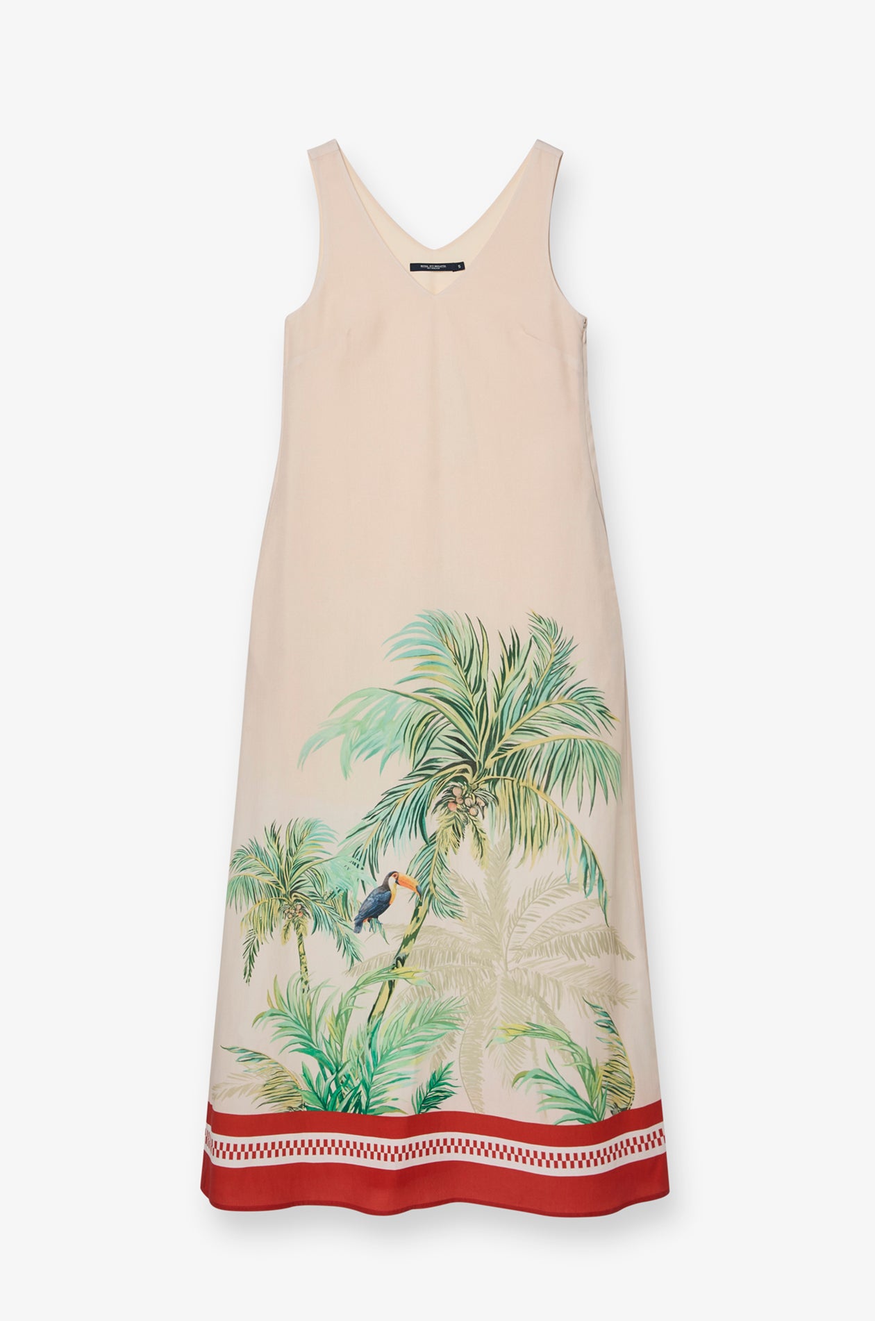 TROPICAL PRINT SLEEVELESS MIDI DRESS