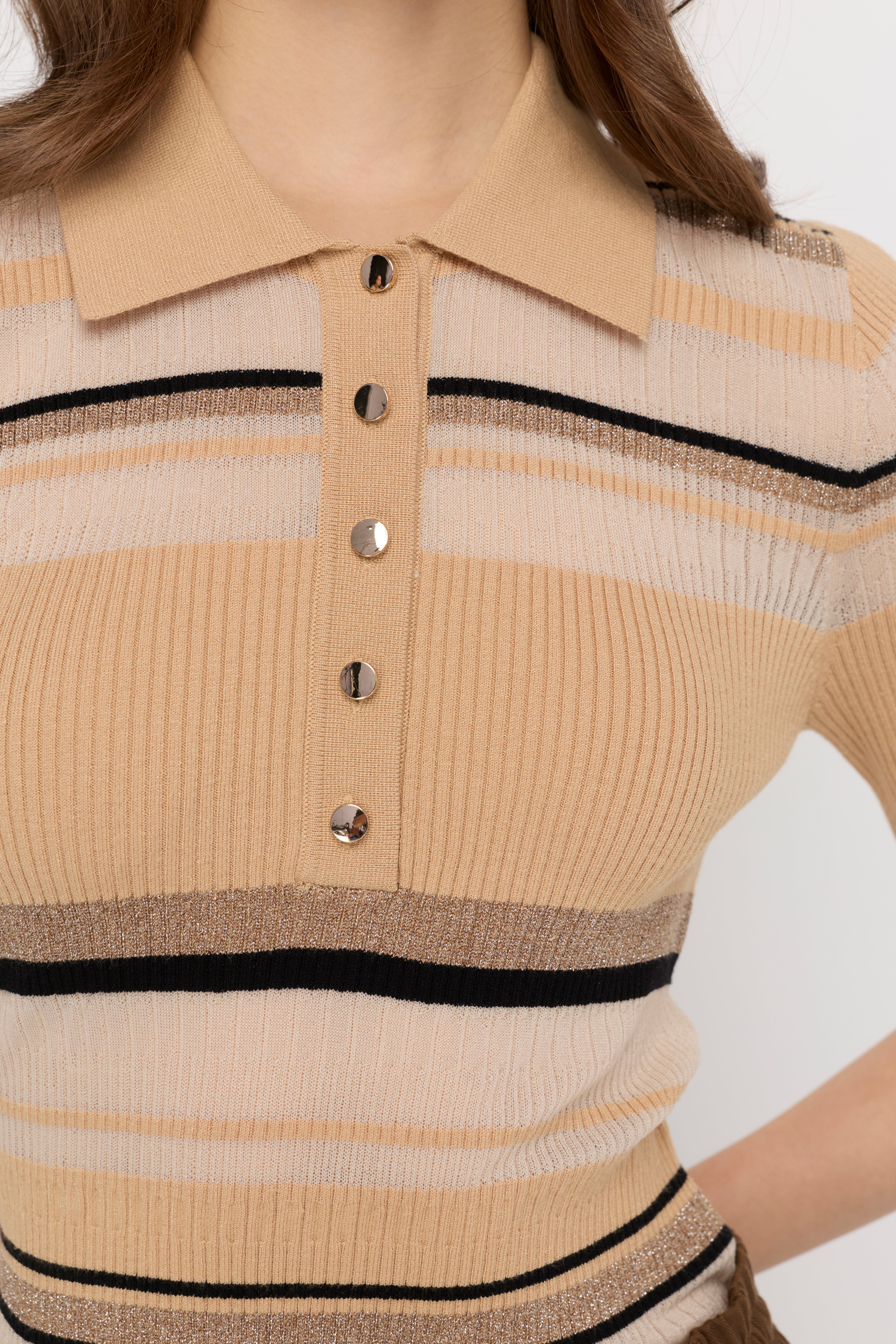 เสื้อโปโลไหมพรมลายทาง