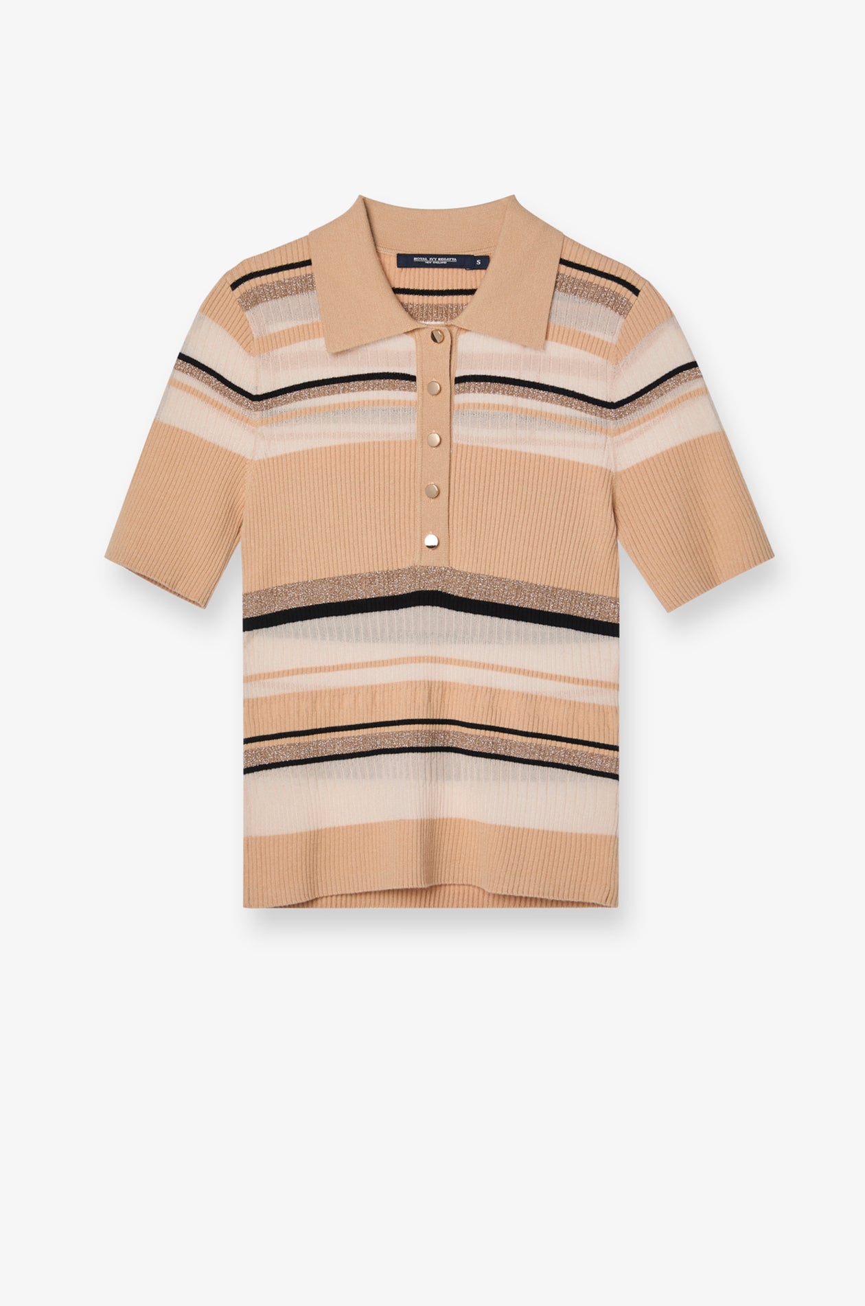 STRIPED KNIT POLO TOP