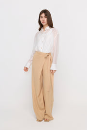 WRAP TIE WIDE-LEG TROUSERS