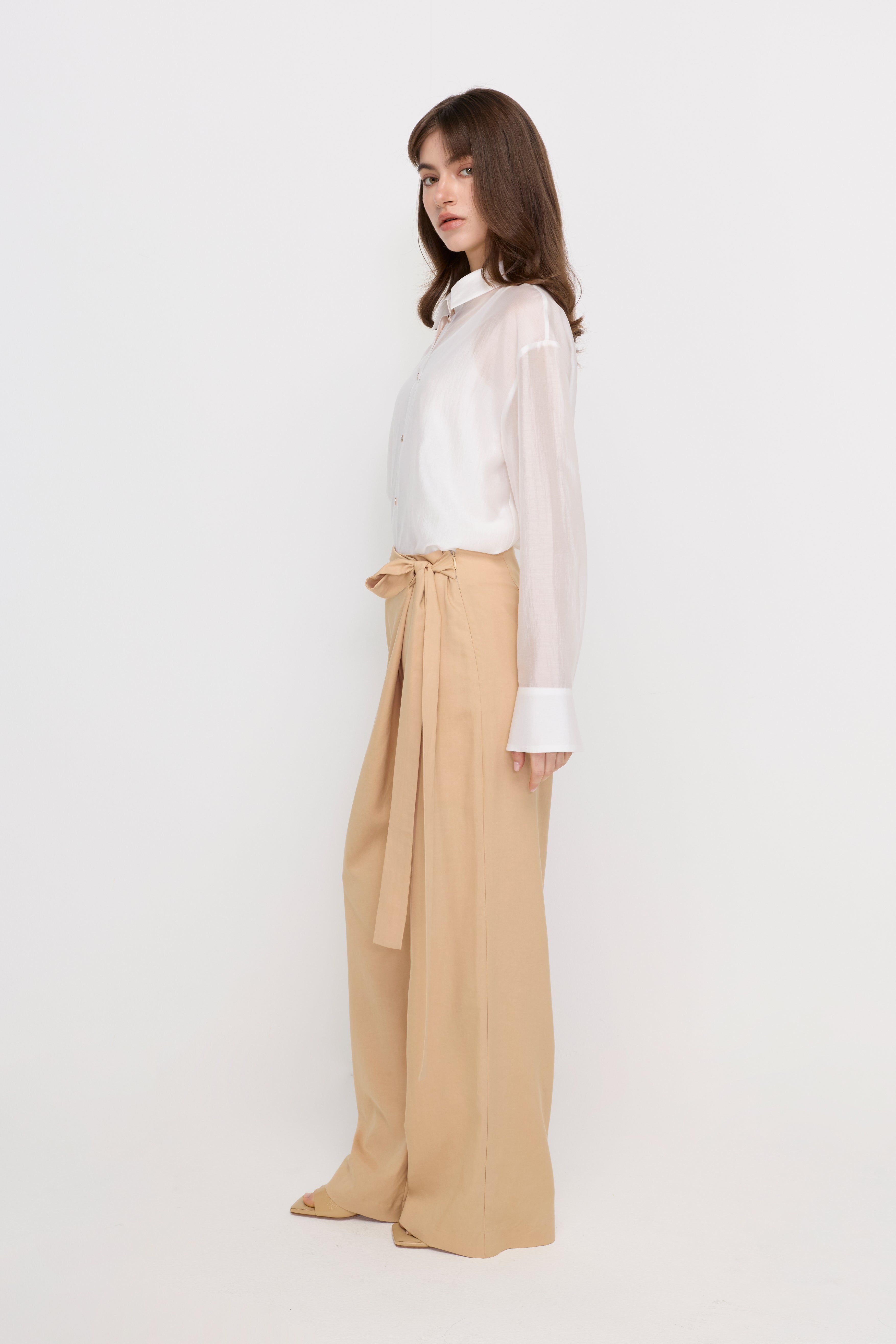 WRAP TIE WIDE-LEG TROUSERS