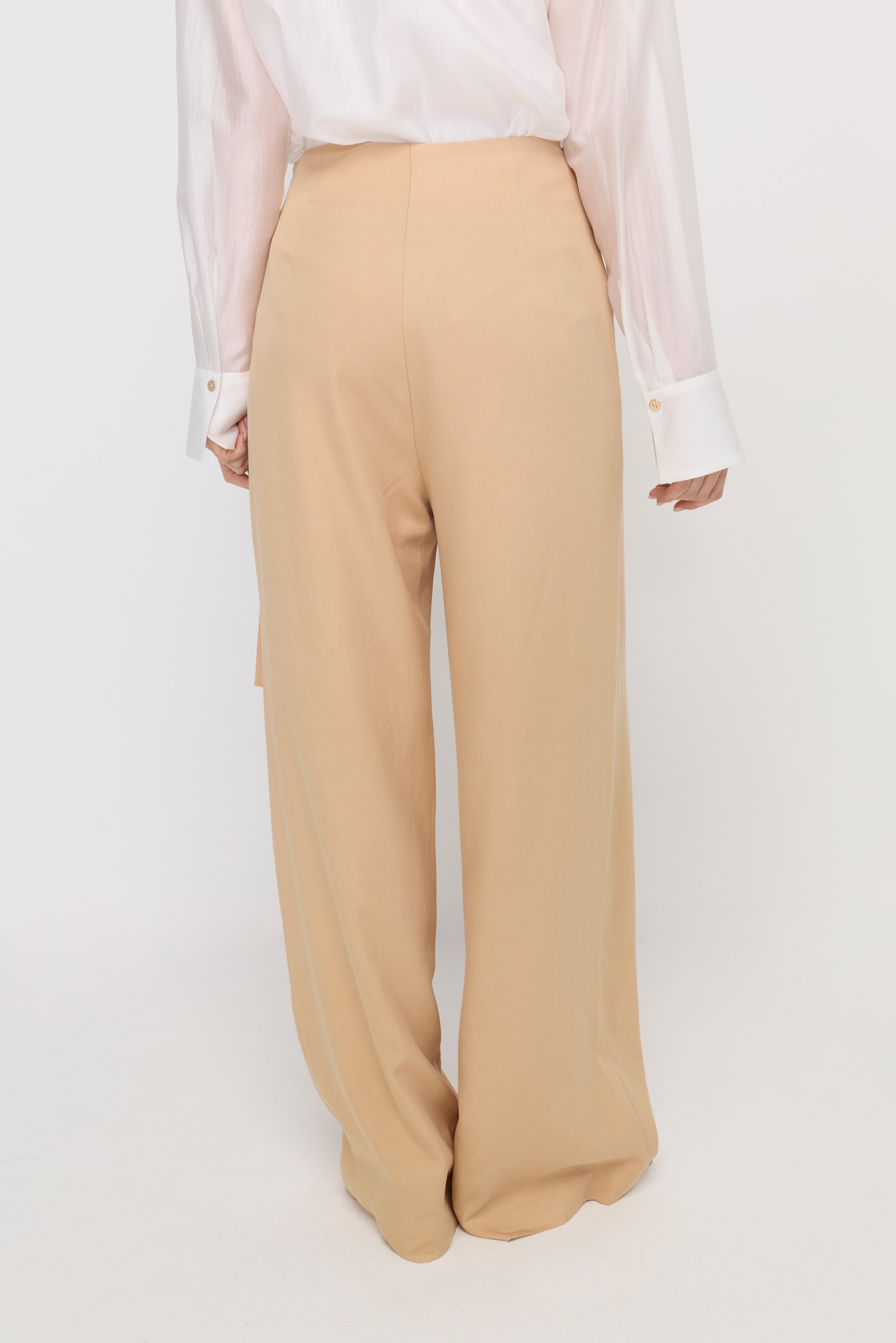 WRAP TIE WIDE-LEG TROUSERS