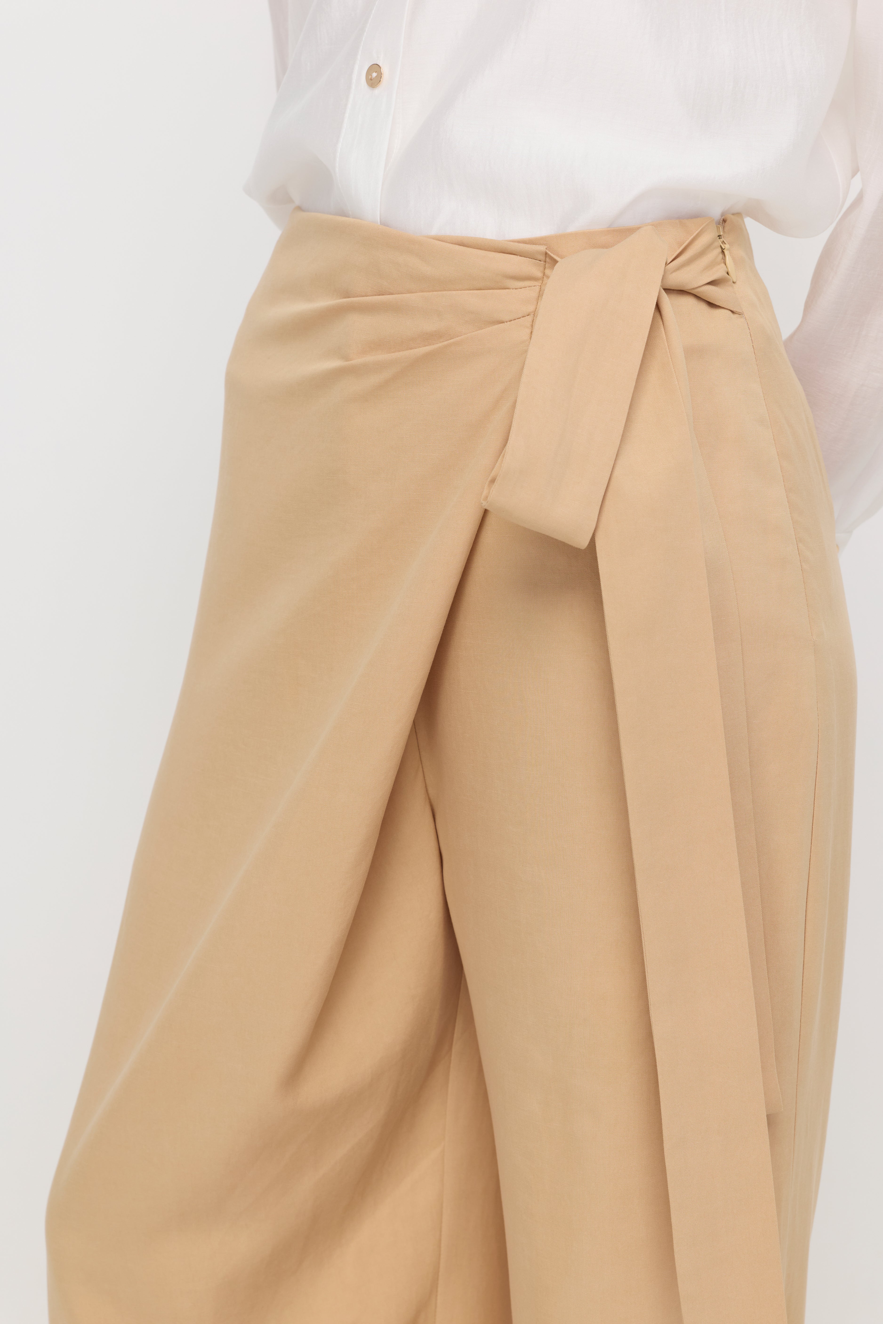 WRAP TIE WIDE-LEG TROUSERS