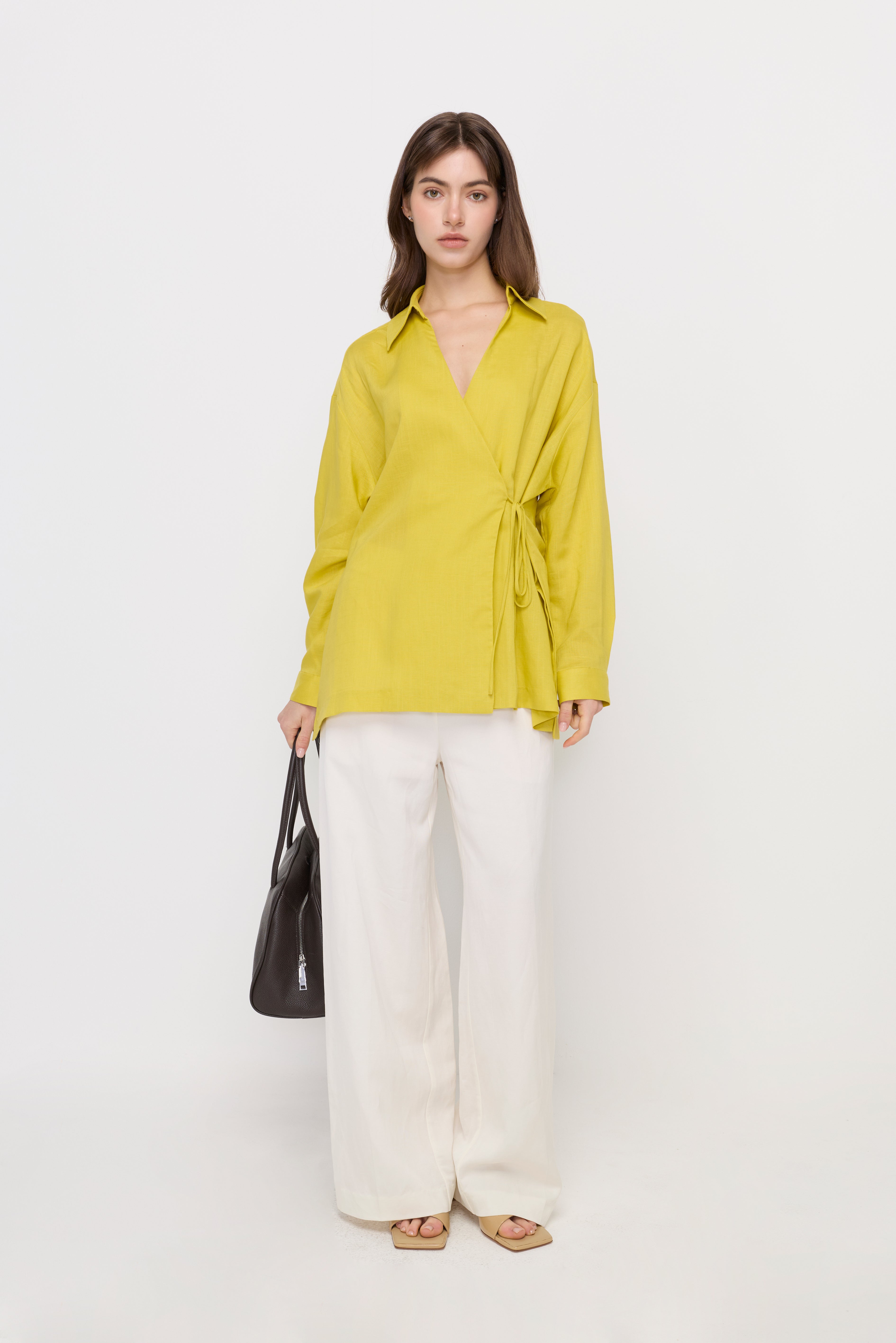 WRAP TIE LONG SLEEVE BLOUSE