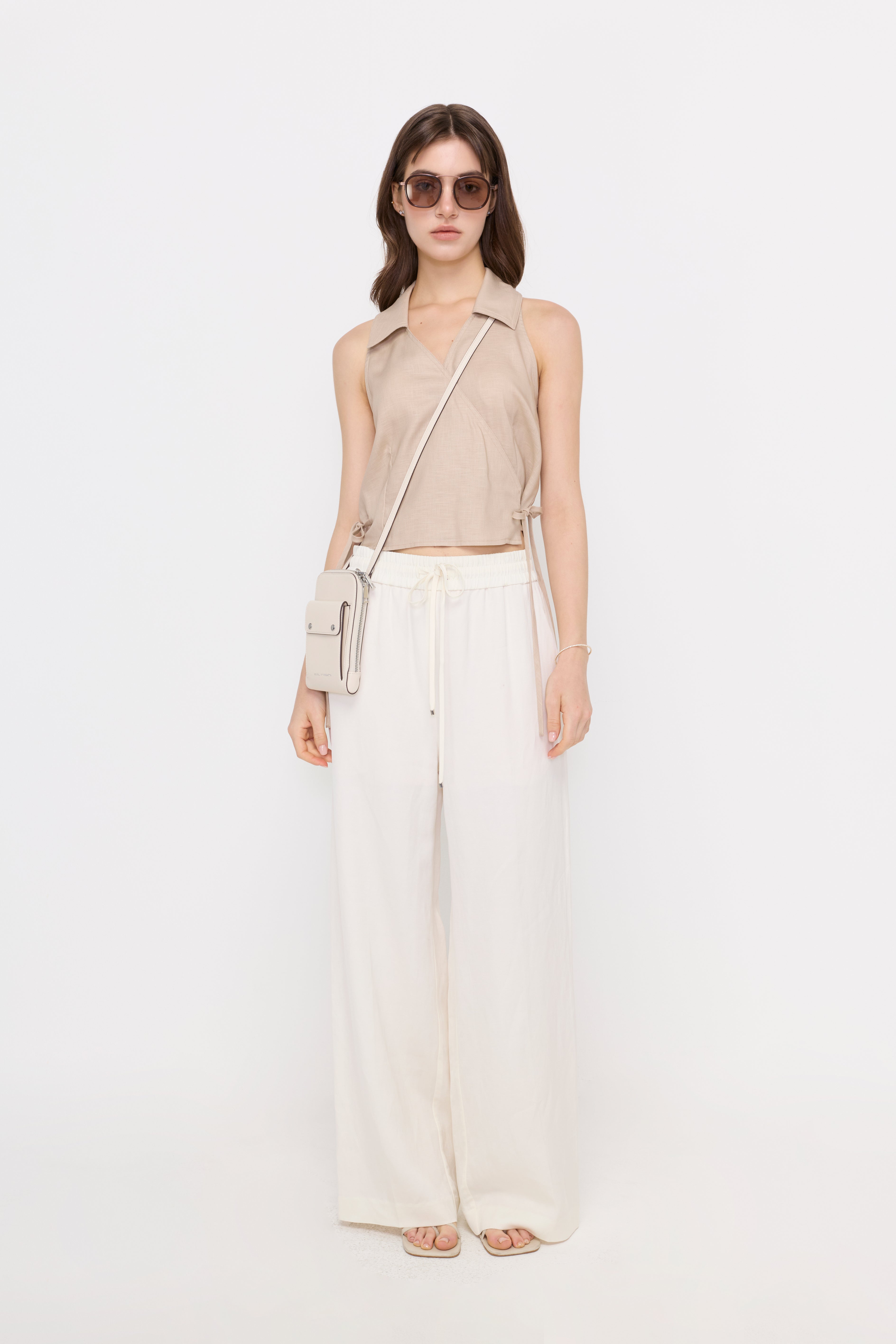 RELAXED DRAWSTRING WIDE-LEG TROUSERS