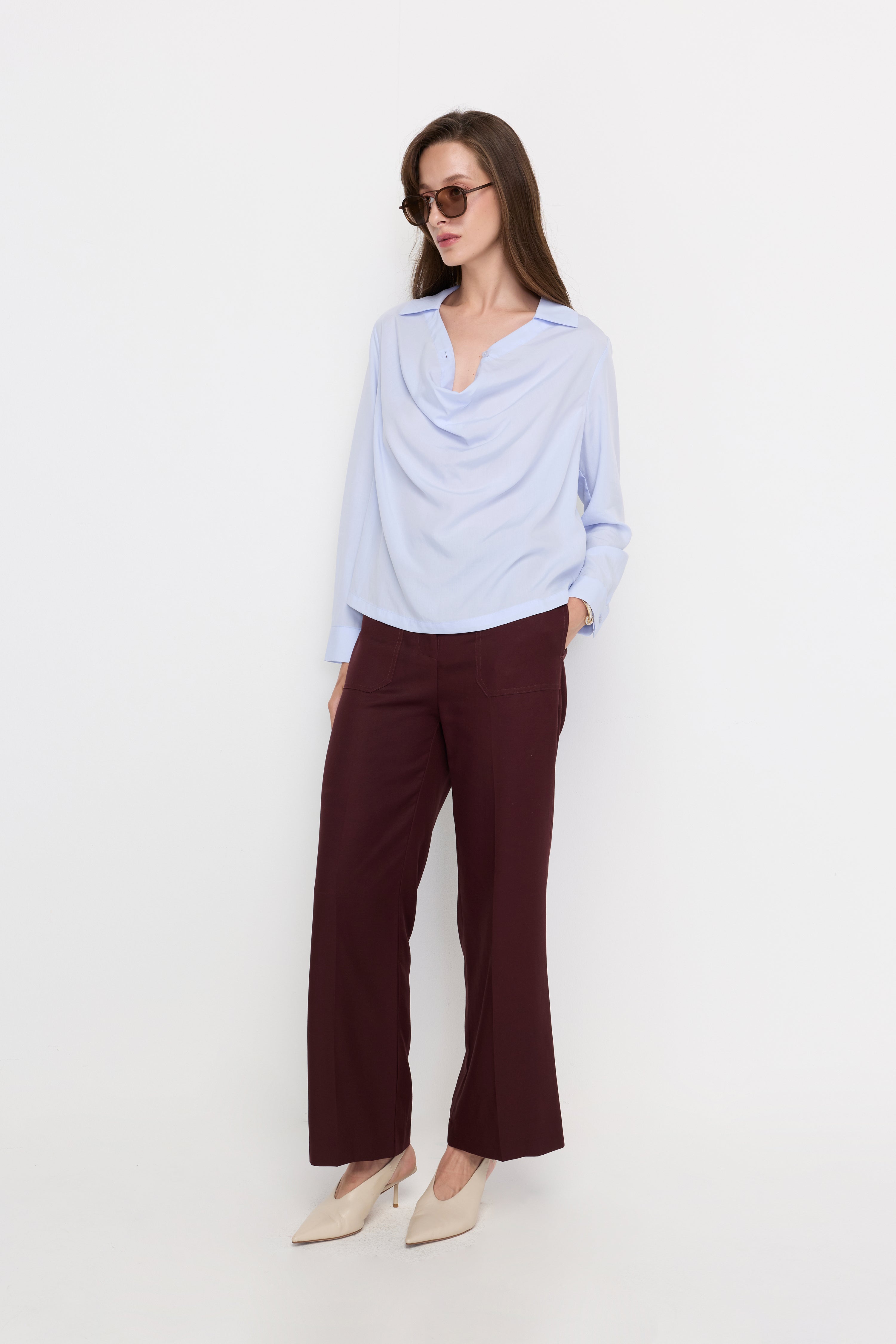 CELESTE DRAPE SILK BLOUSE