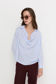 CELESTE DRAPE SILK BLOUSE