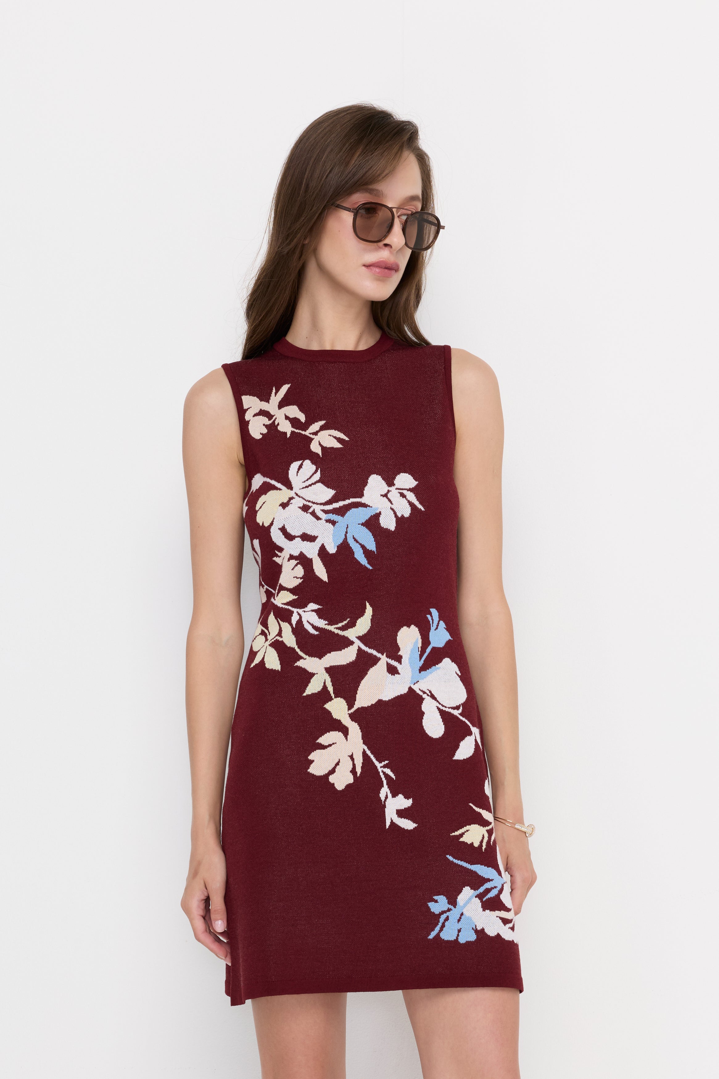 BORDEAUX JARDIN KNIT DRESS