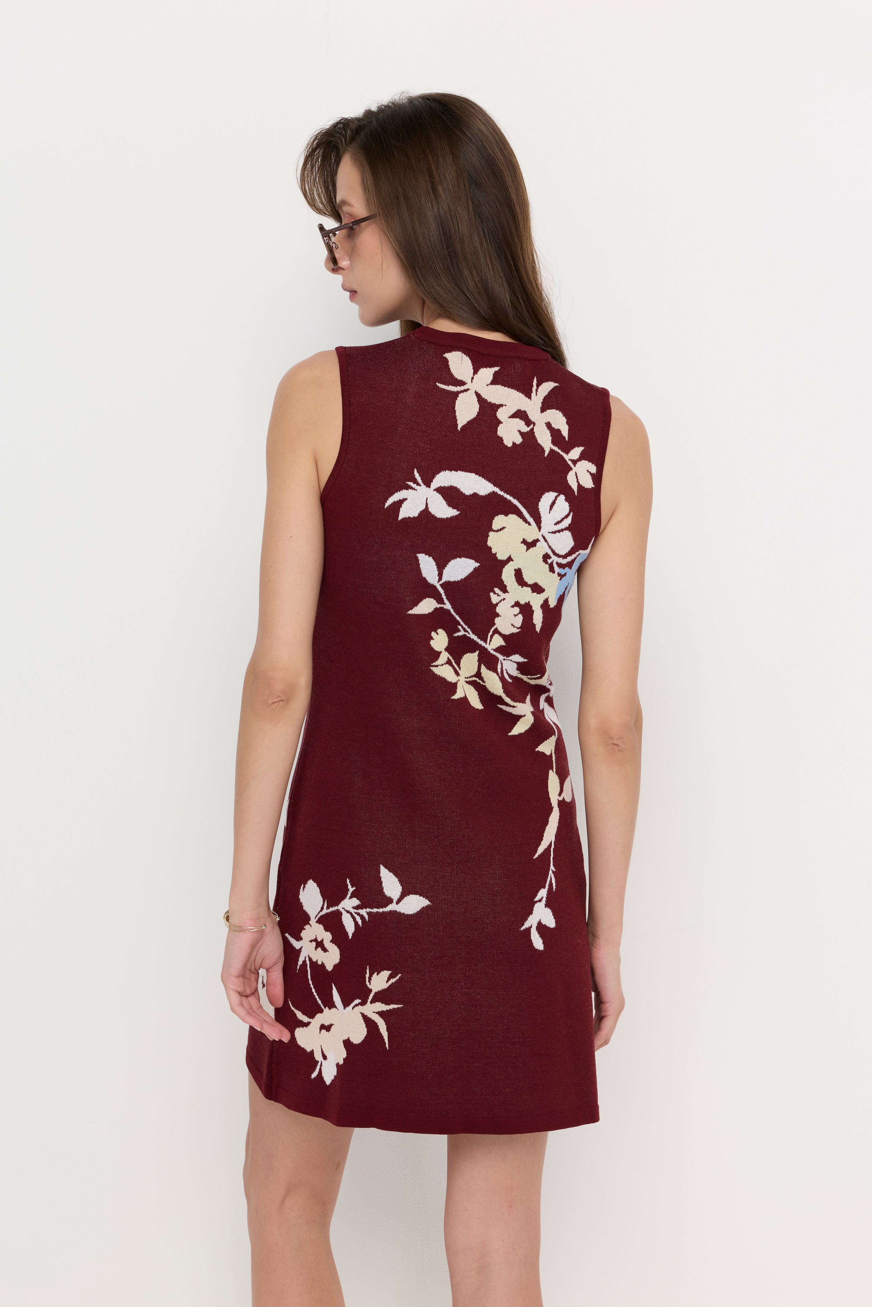 BORDEAUX JARDIN KNIT DRESS