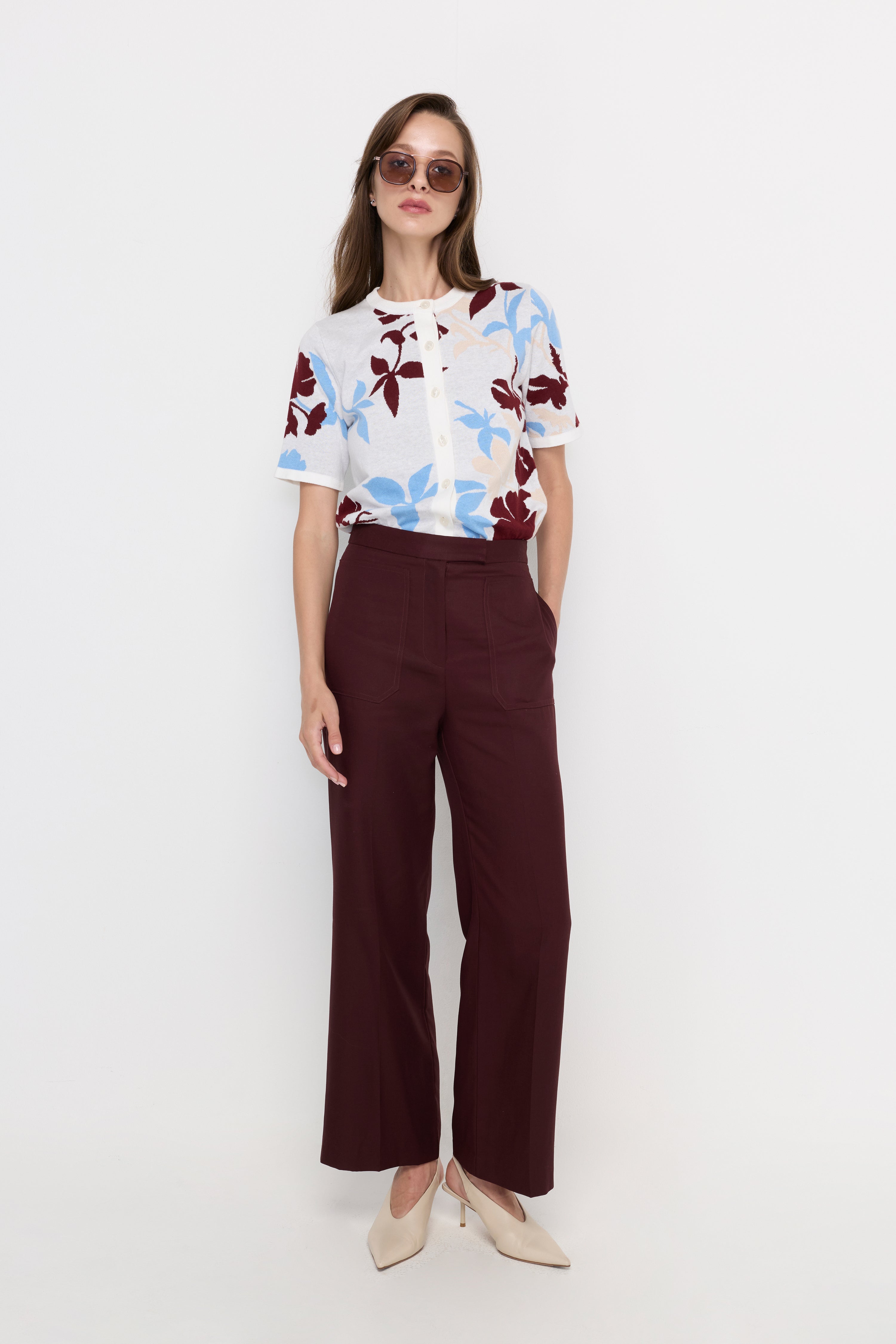 BORDEAUX SCULPT STRAIGHT-LEG TROUSERS