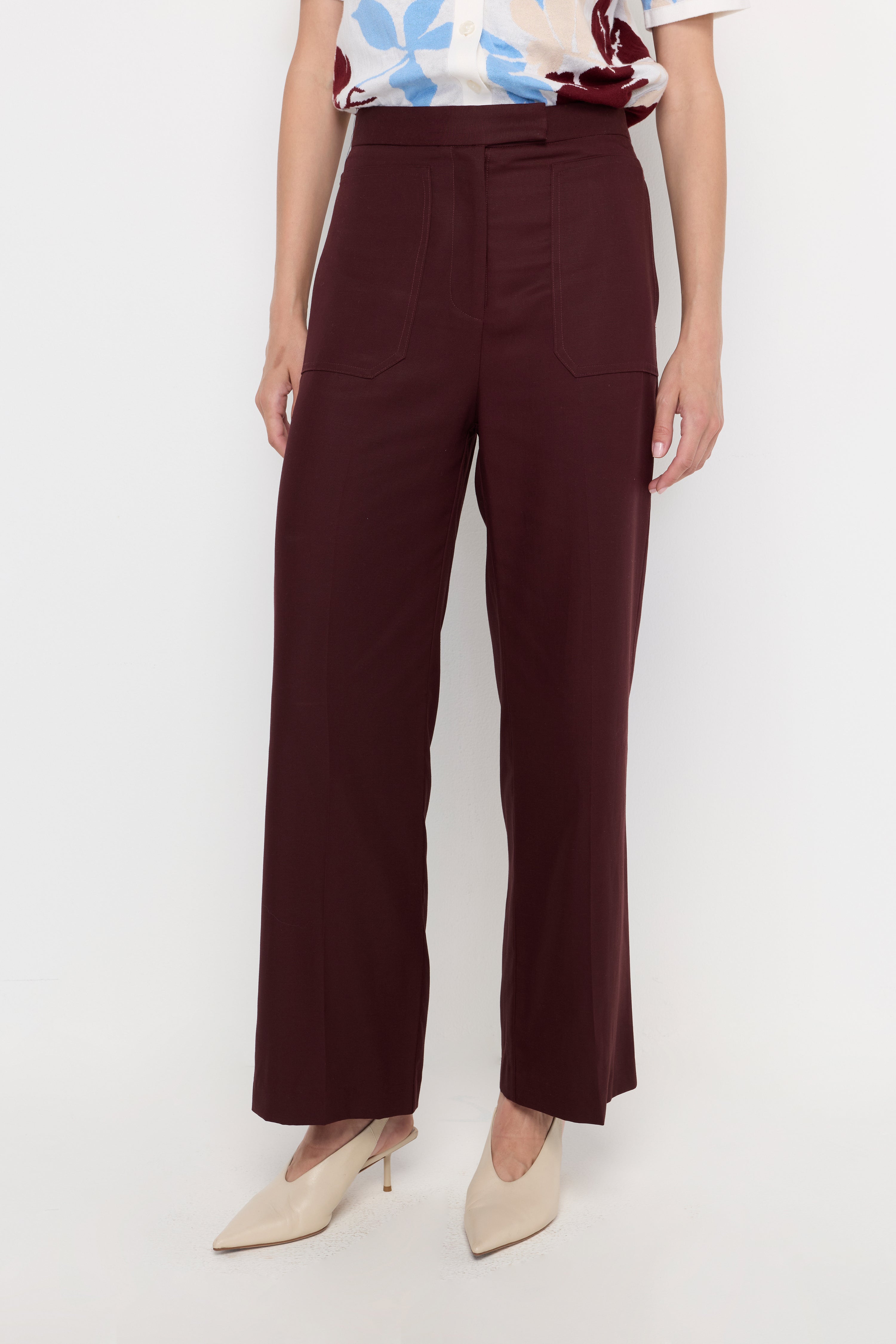 BORDEAUX SCULPT STRAIGHT-LEG TROUSERS