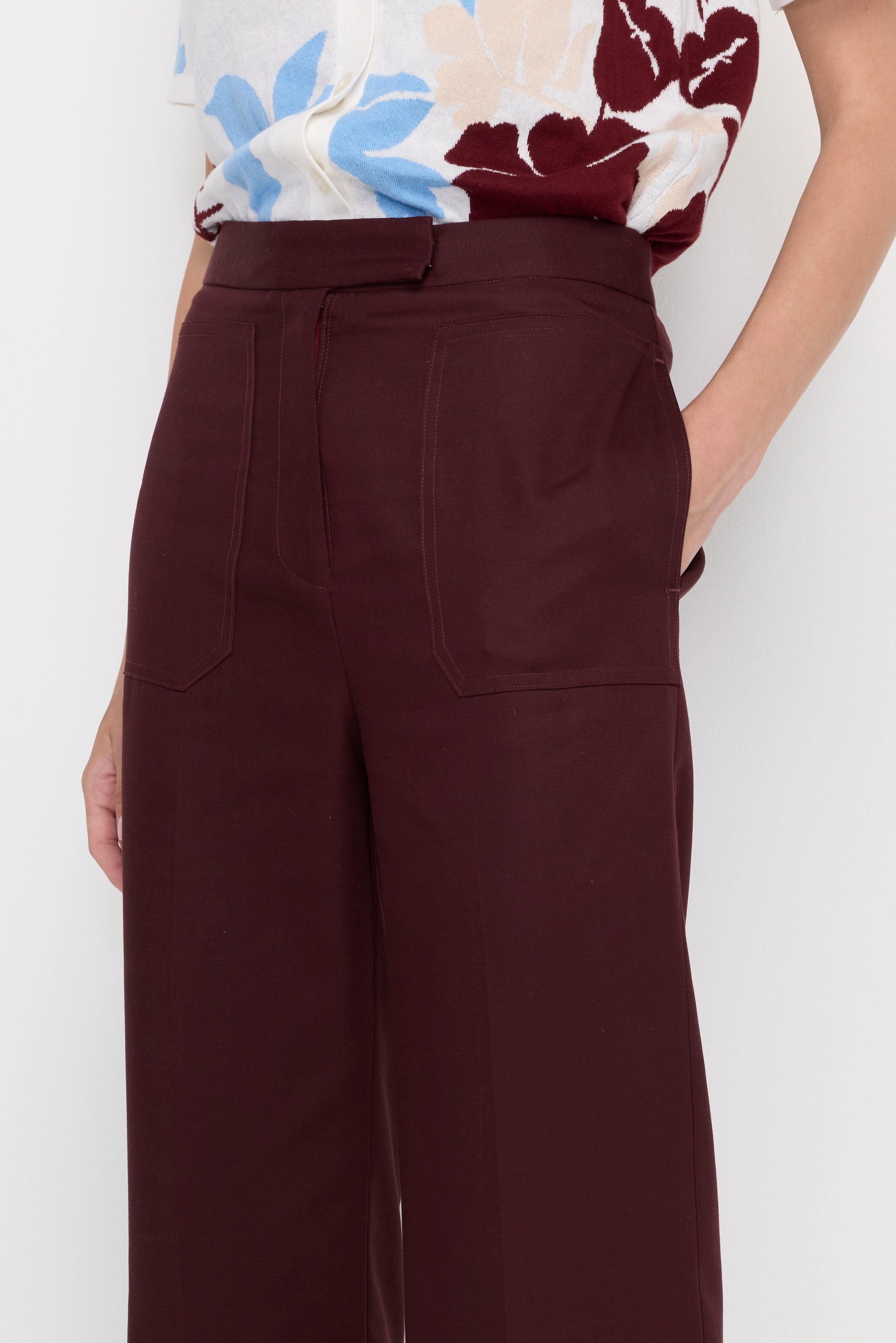 BORDEAUX SCULPT STRAIGHT-LEG TROUSERS