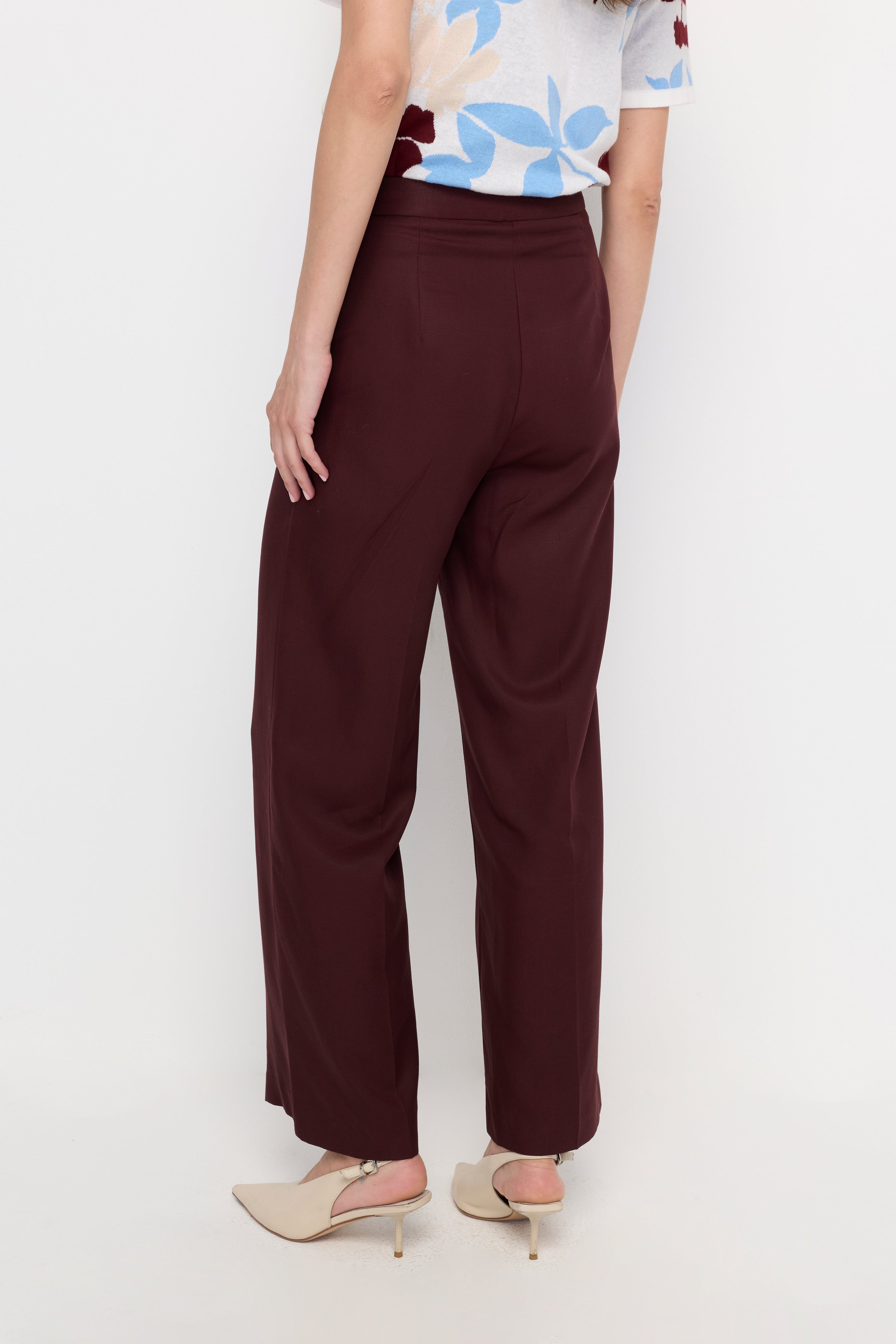 BORDEAUX SCULPT STRAIGHT-LEG TROUSERS