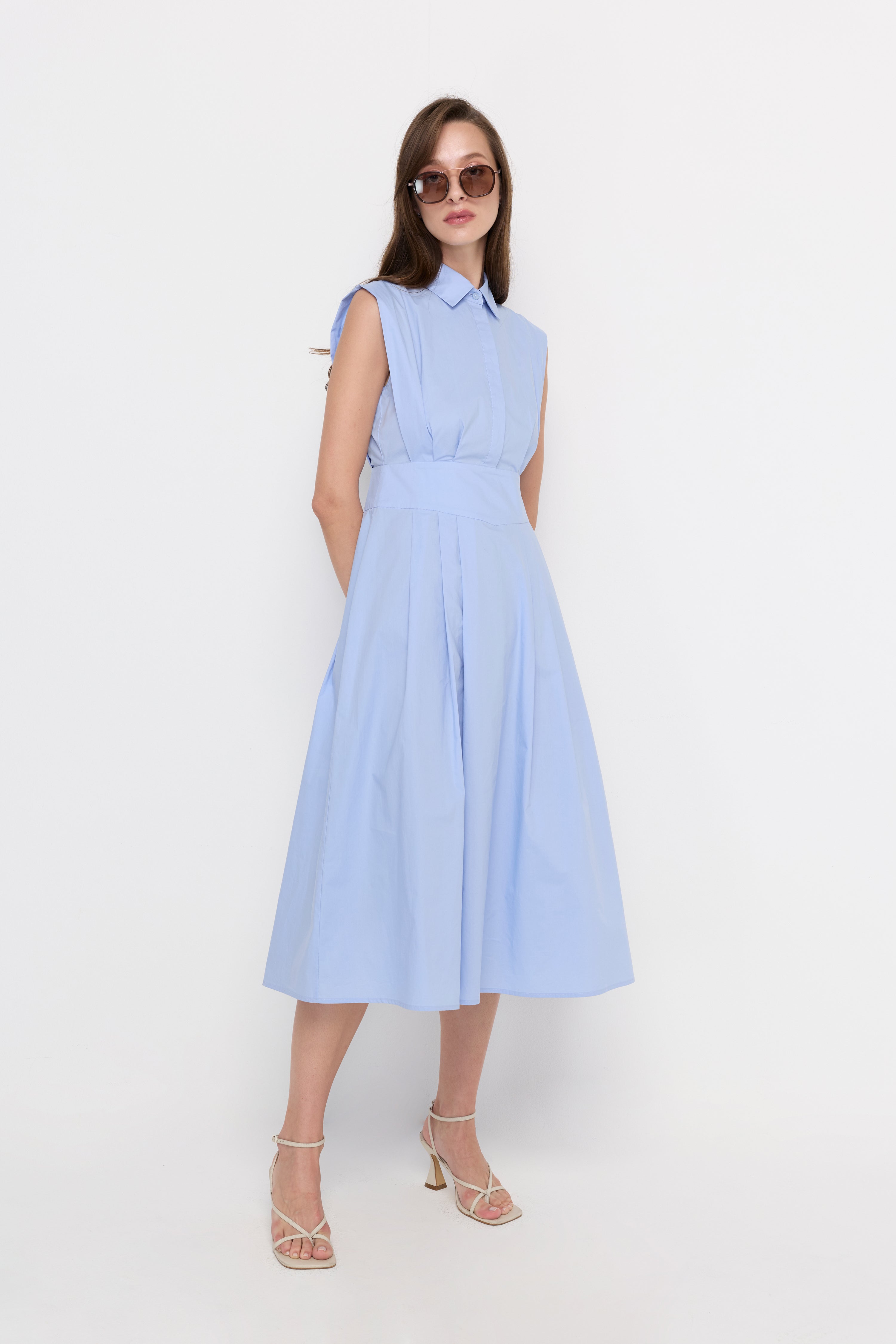 BLEU ELEGANCE TAILORED MIDI DRESS