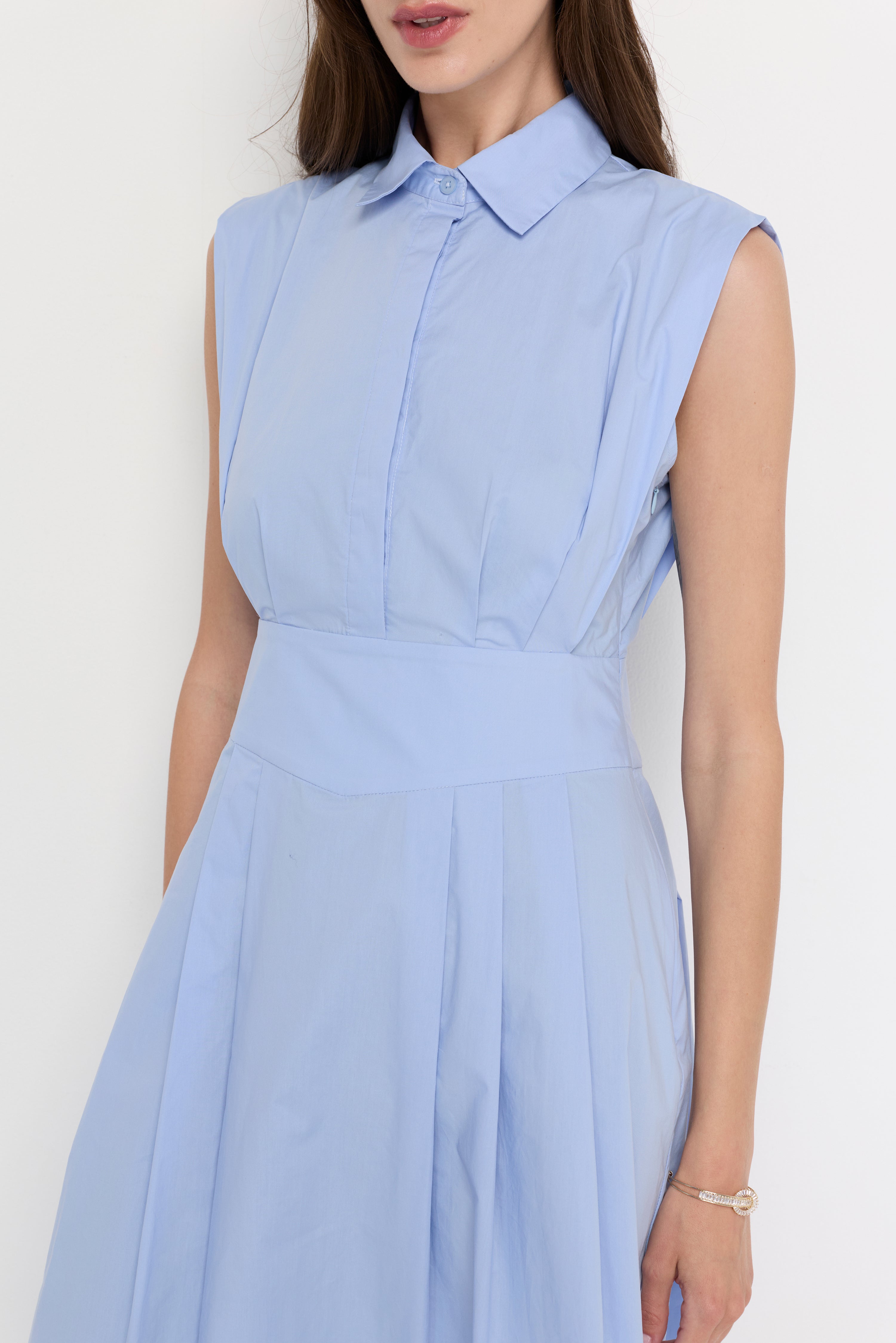 BLEU ELEGANCE TAILORED MIDI DRESS