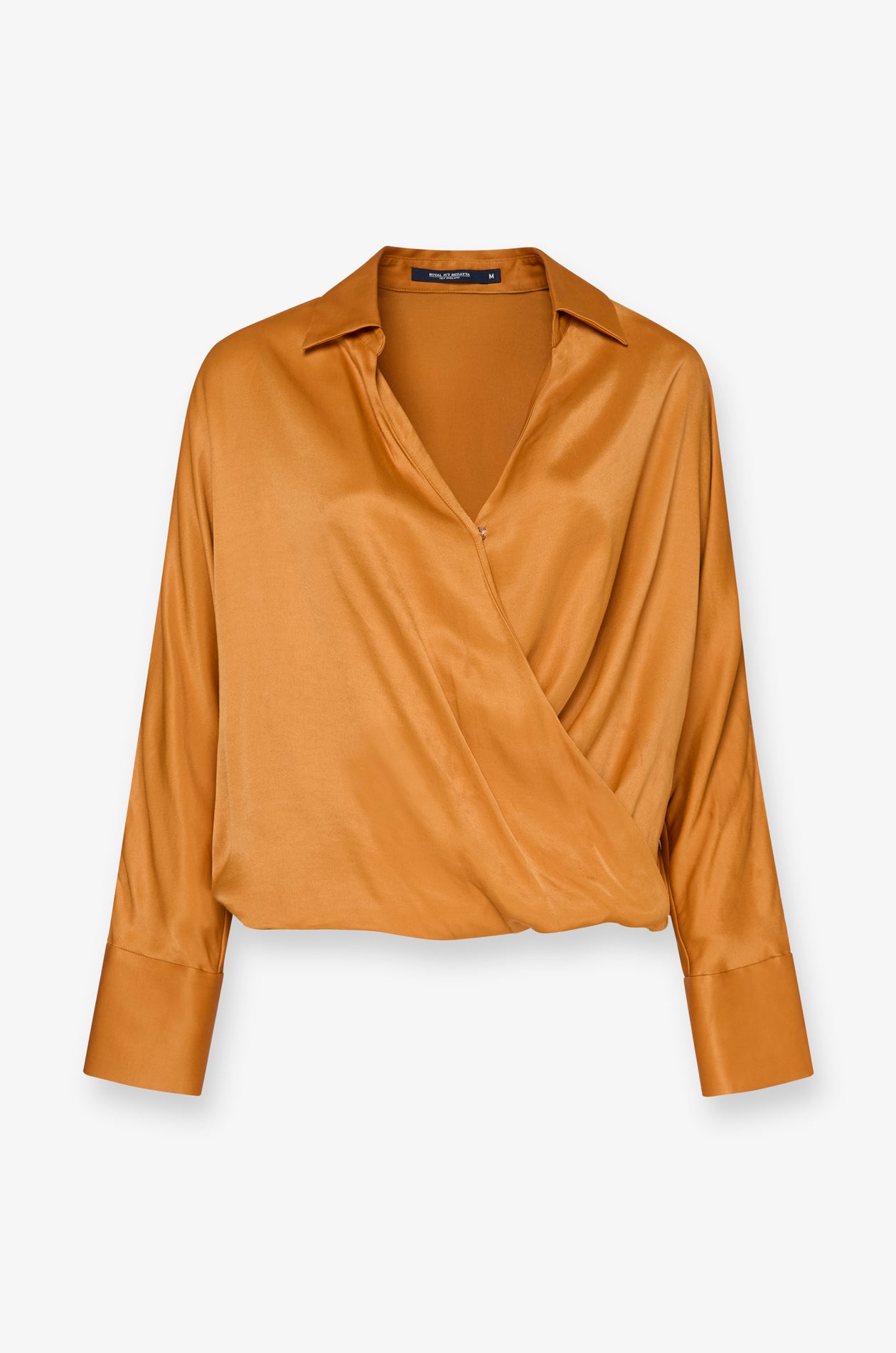 DRAPED WRAP SATIN BLOUSE