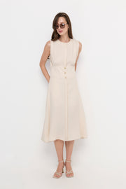 SERAPHINE BUTTON-FRONT MIDI DRESS