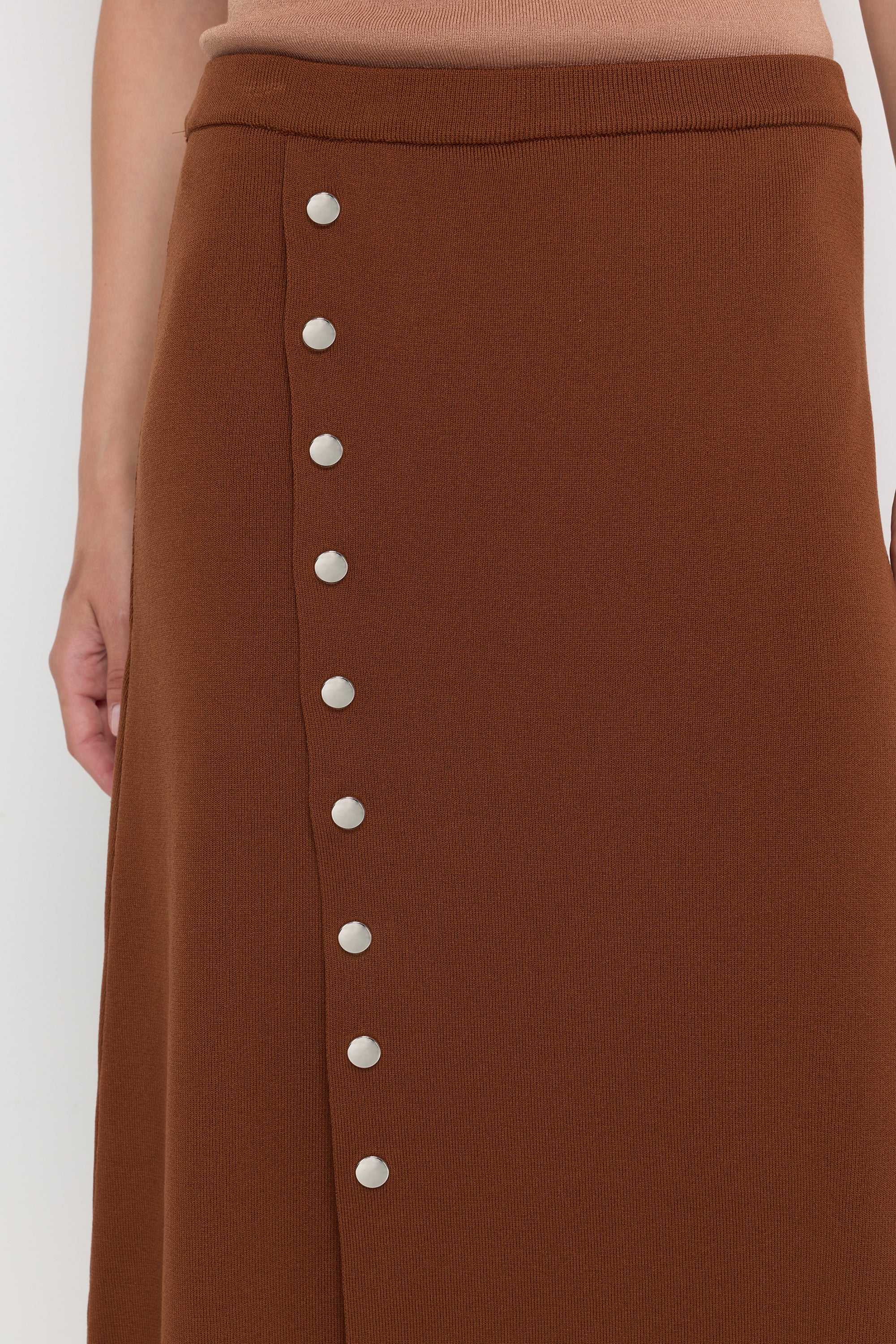 SNAP BUTTON WRAP MIDI SKIRT