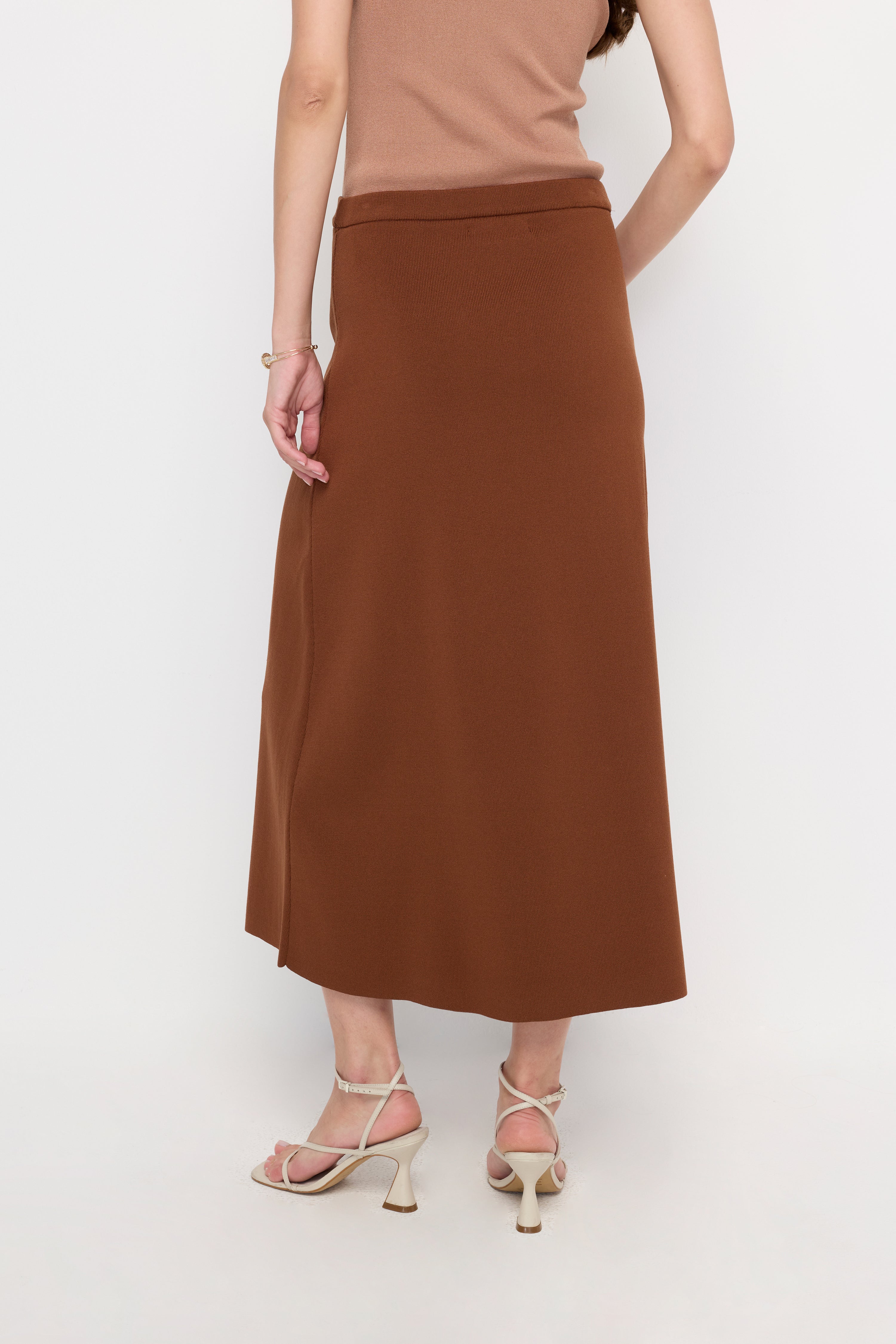 SNAP BUTTON WRAP MIDI SKIRT
