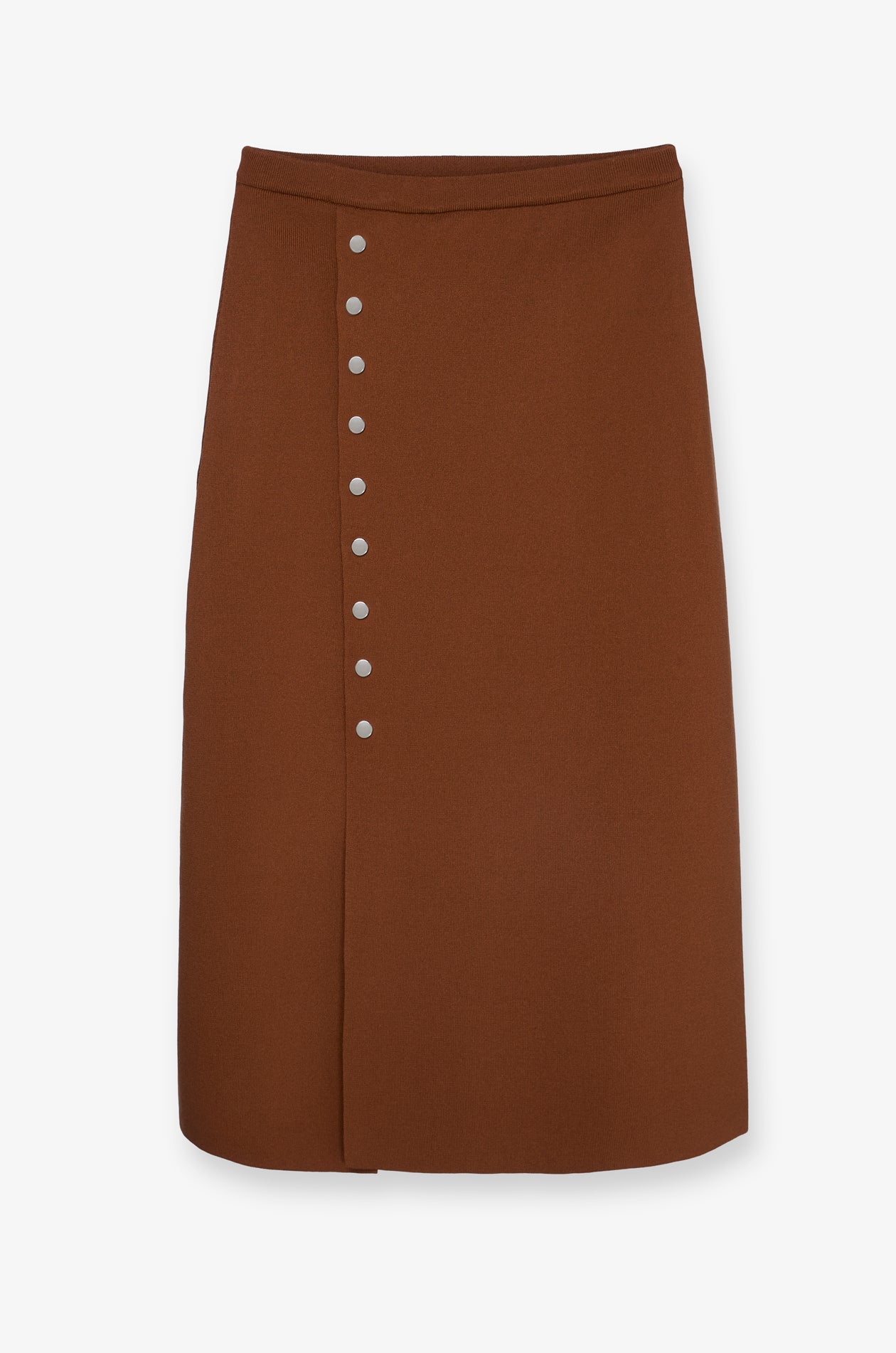 SNAP BUTTON WRAP MIDI SKIRT