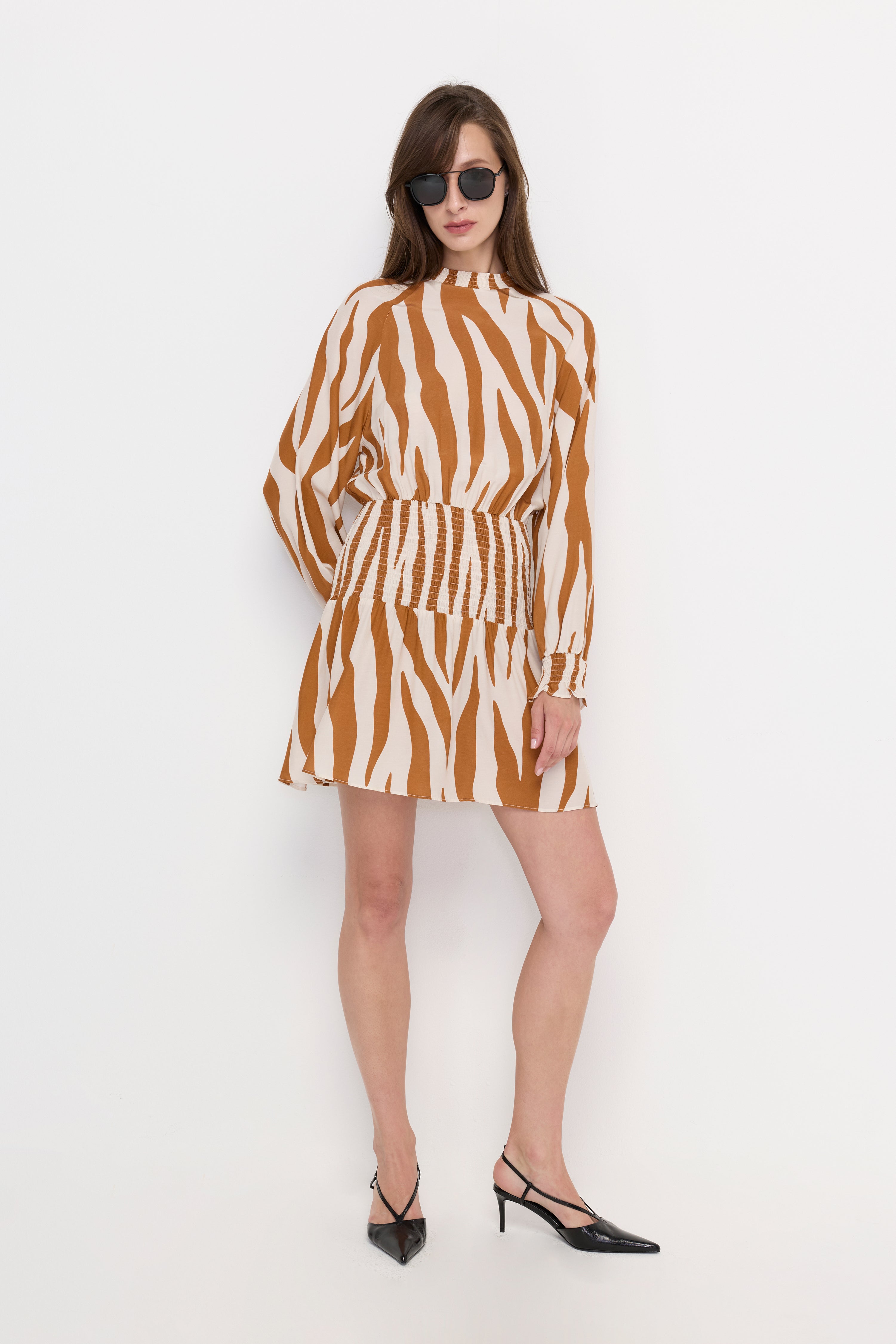 SAVANNA CHIC SMOCKED MINI DRESS