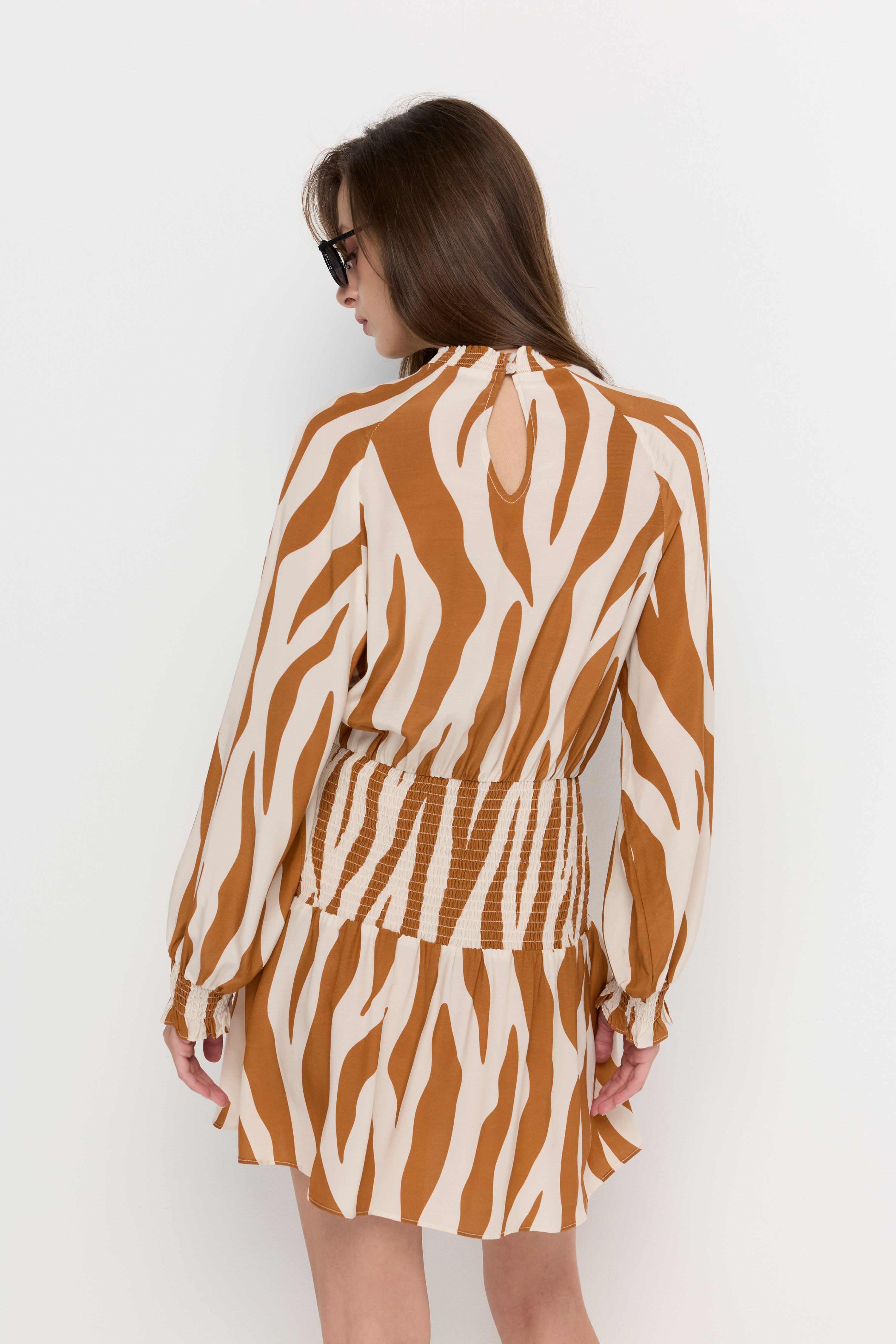 SAVANNA CHIC SMOCKED MINI DRESS