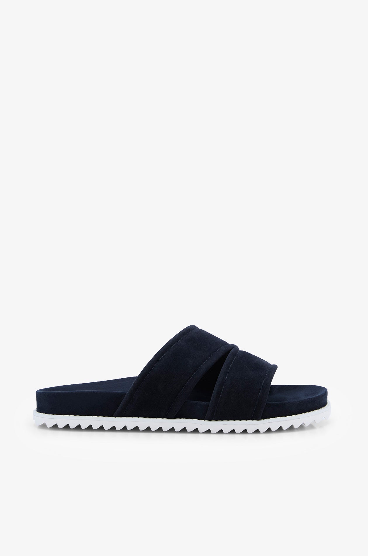 SUEDE DOUBLE STRAP SLIDES