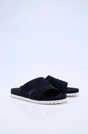 SUEDE DOUBLE STRAP SLIDES
