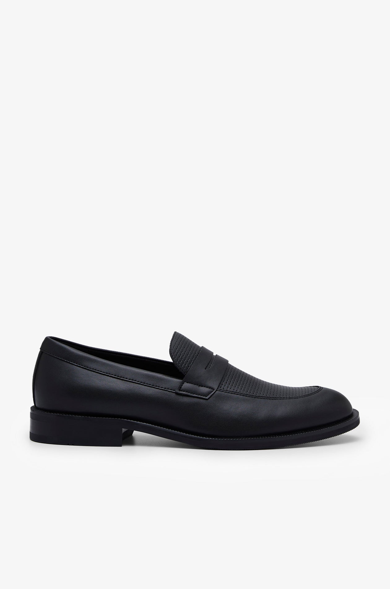 TEXTURED LEATHER PENNY LOAFERS