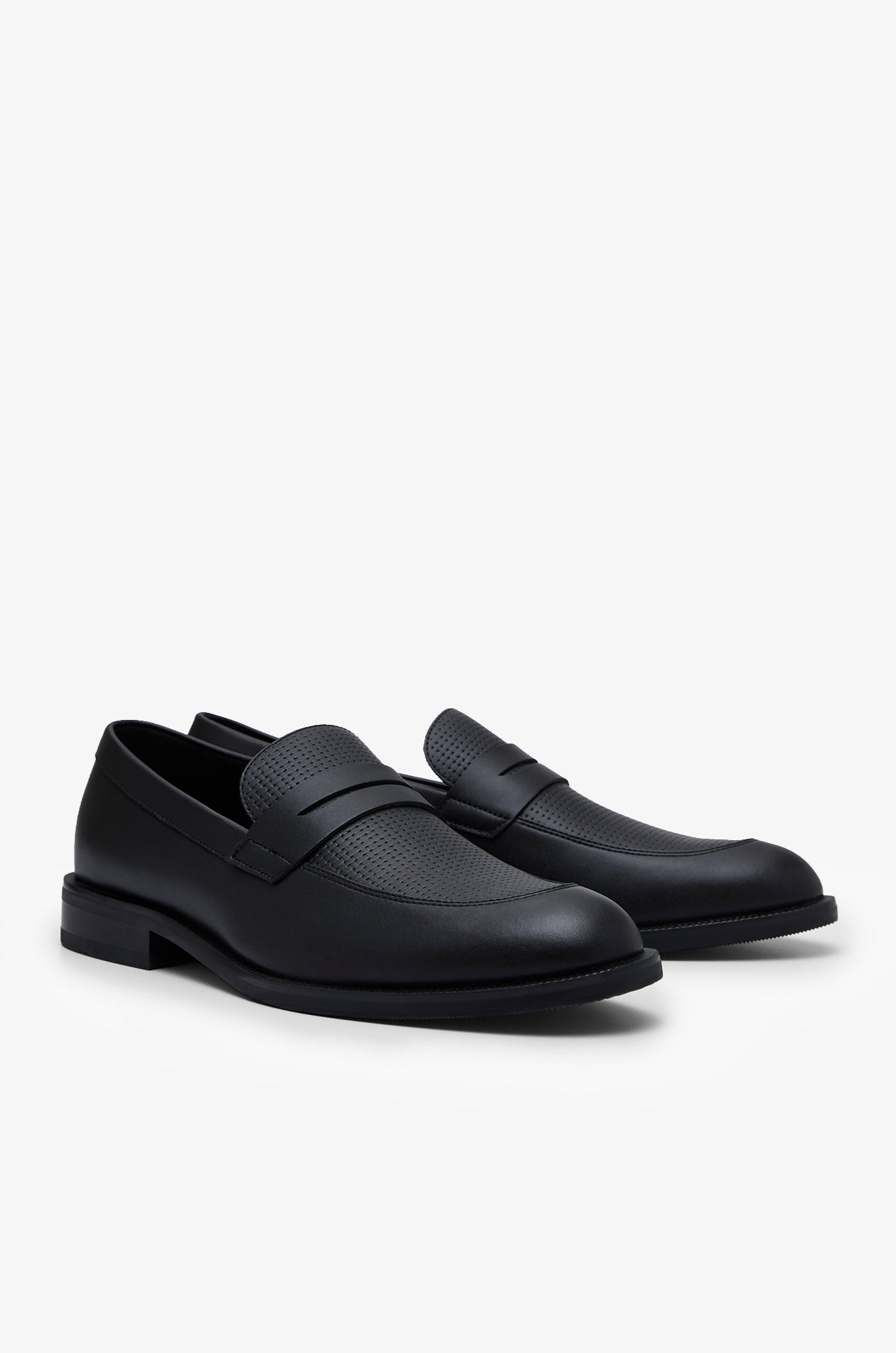 TEXTURED LEATHER PENNY LOAFERS