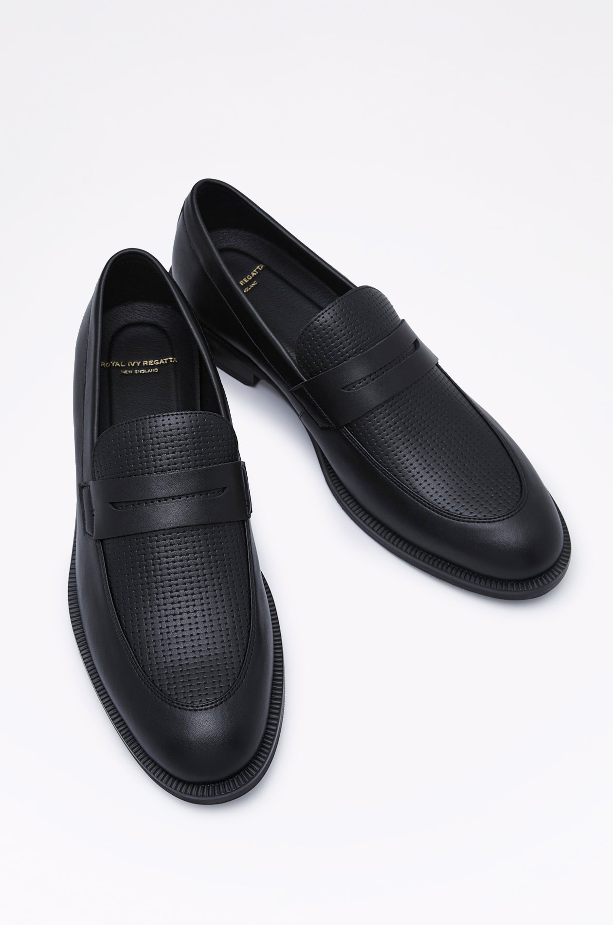 TEXTURED LEATHER PENNY LOAFERS