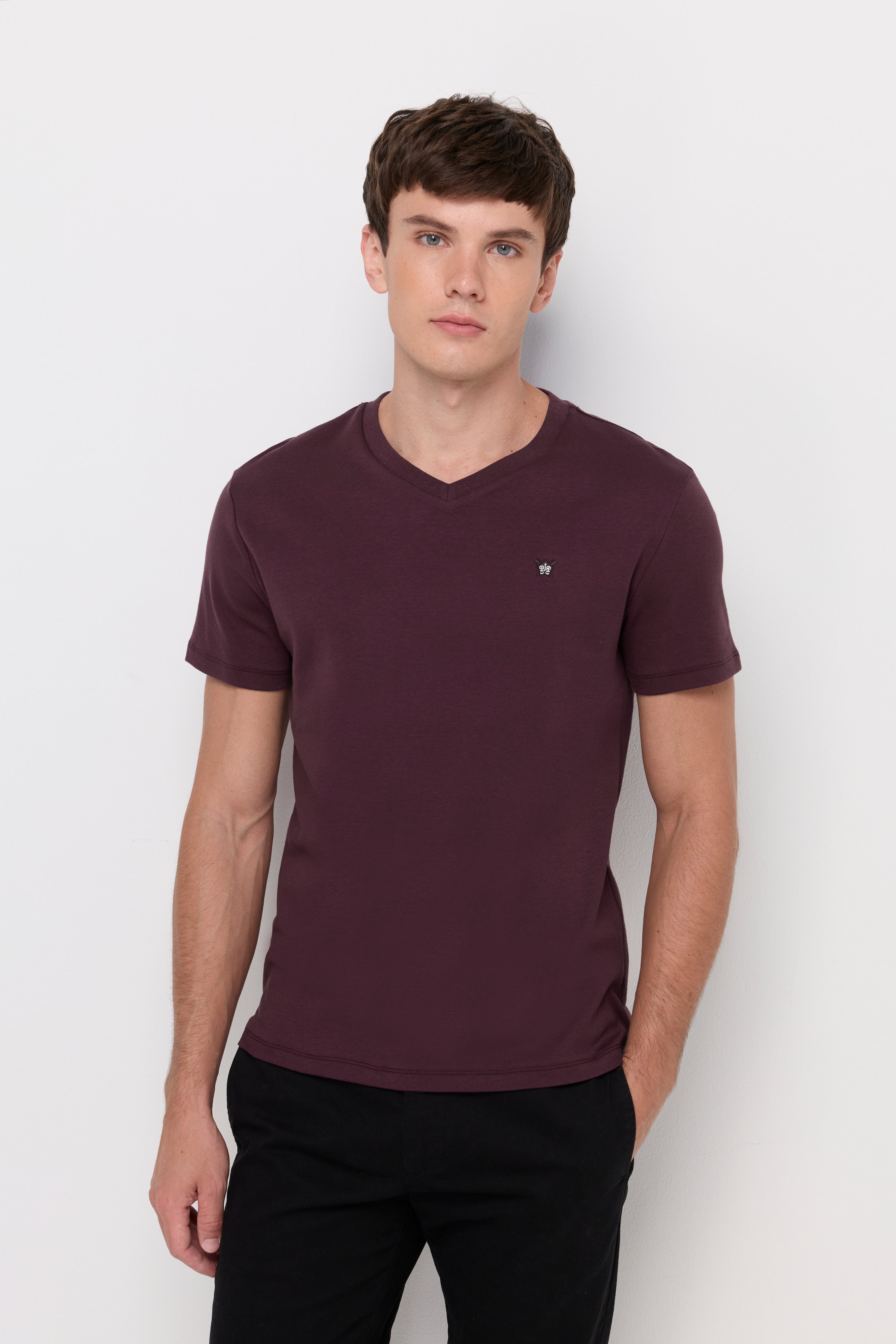 V NECK T-SHIRT COTTON JERSEY