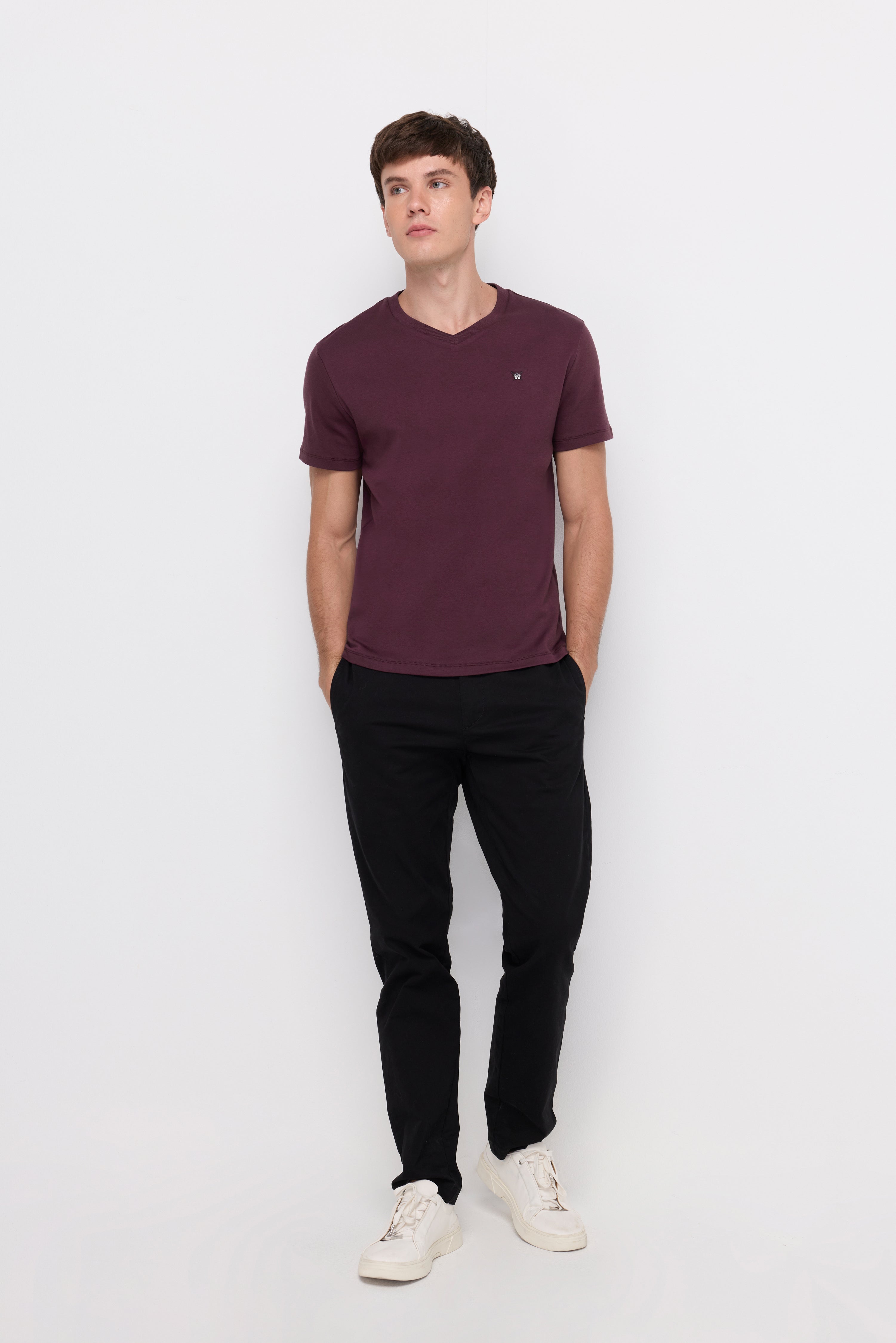 V NECK T-SHIRT COTTON JERSEY