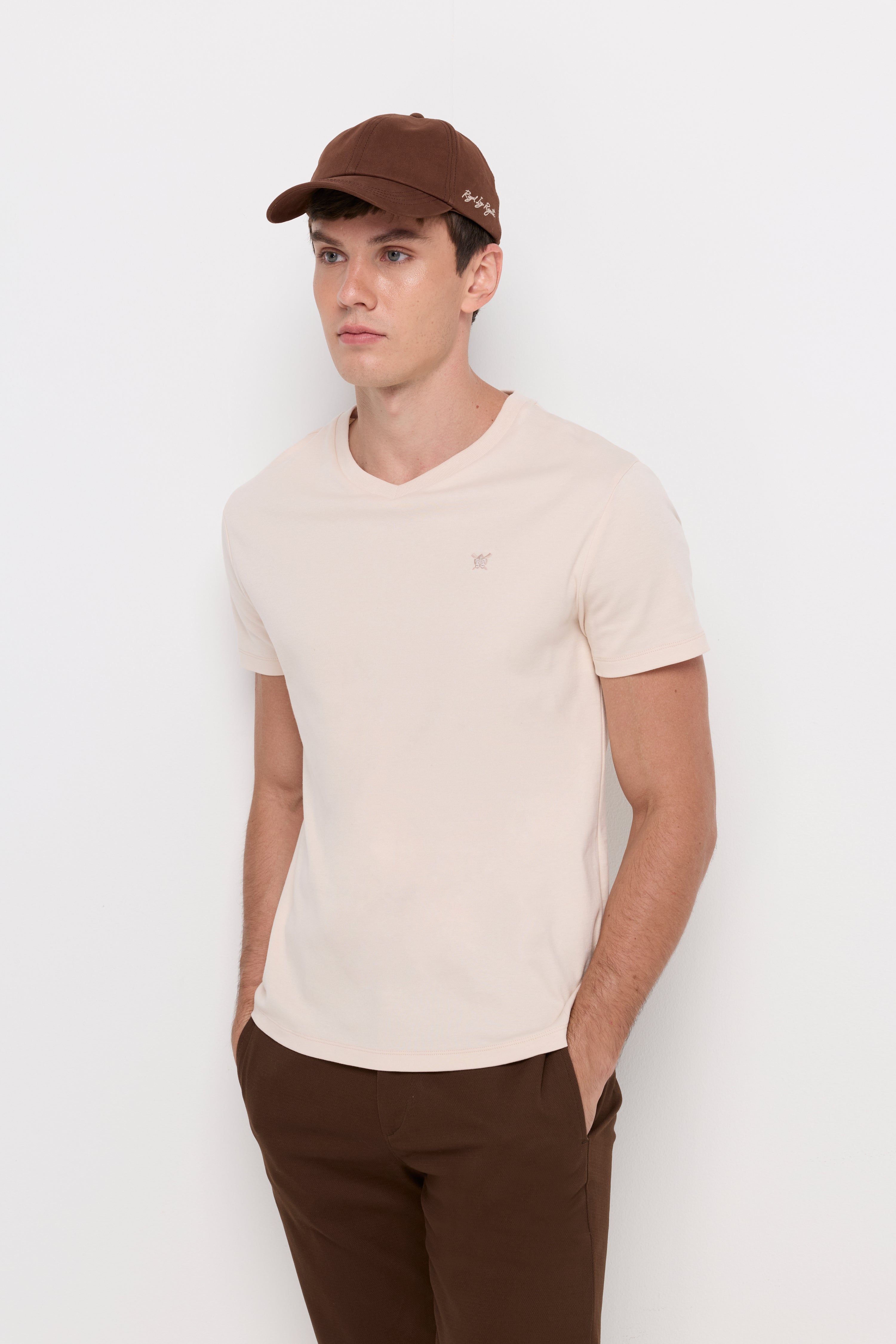 V NECK T-SHIRT COTTON JERSEY