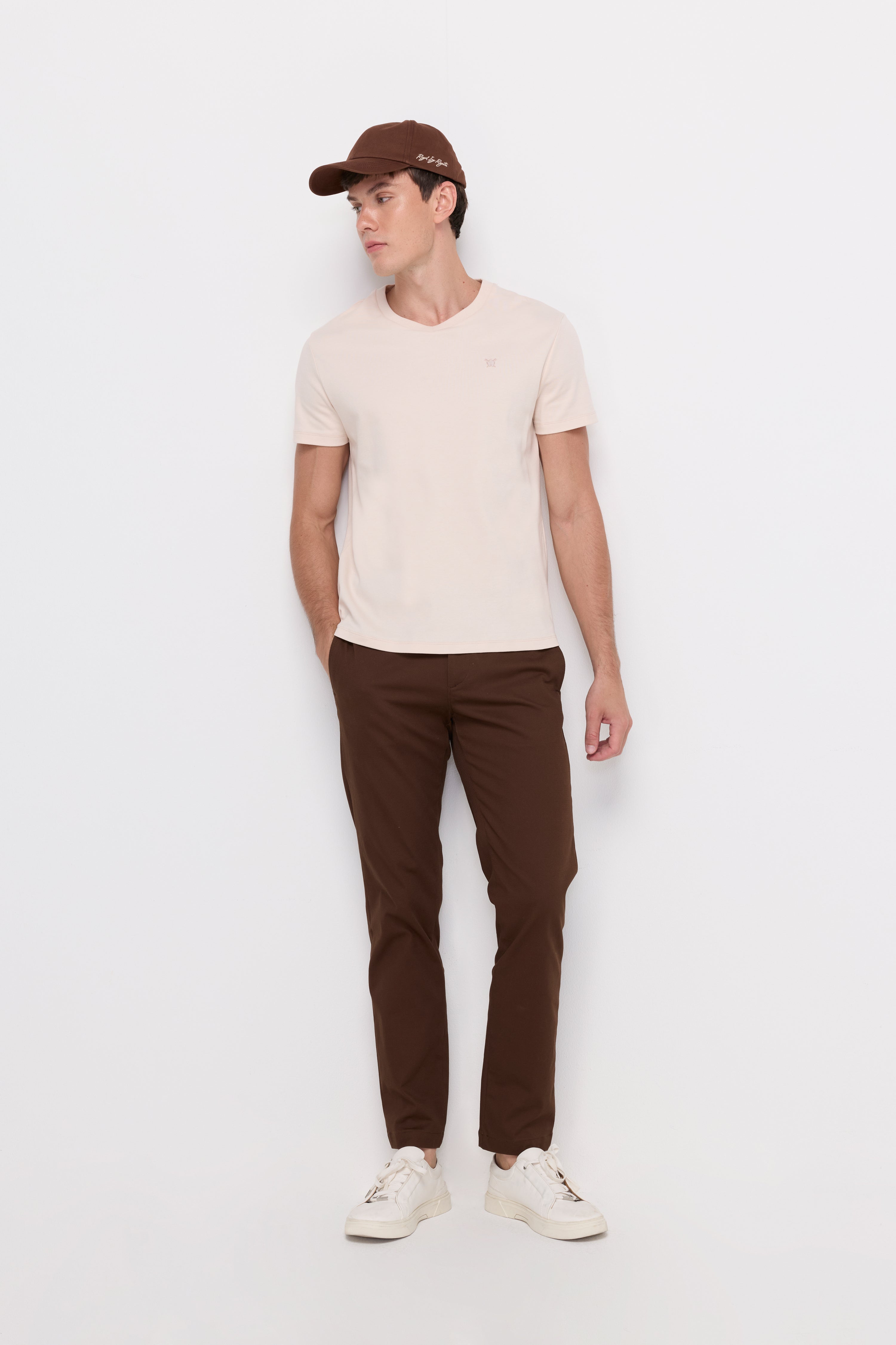 V NECK T-SHIRT COTTON JERSEY