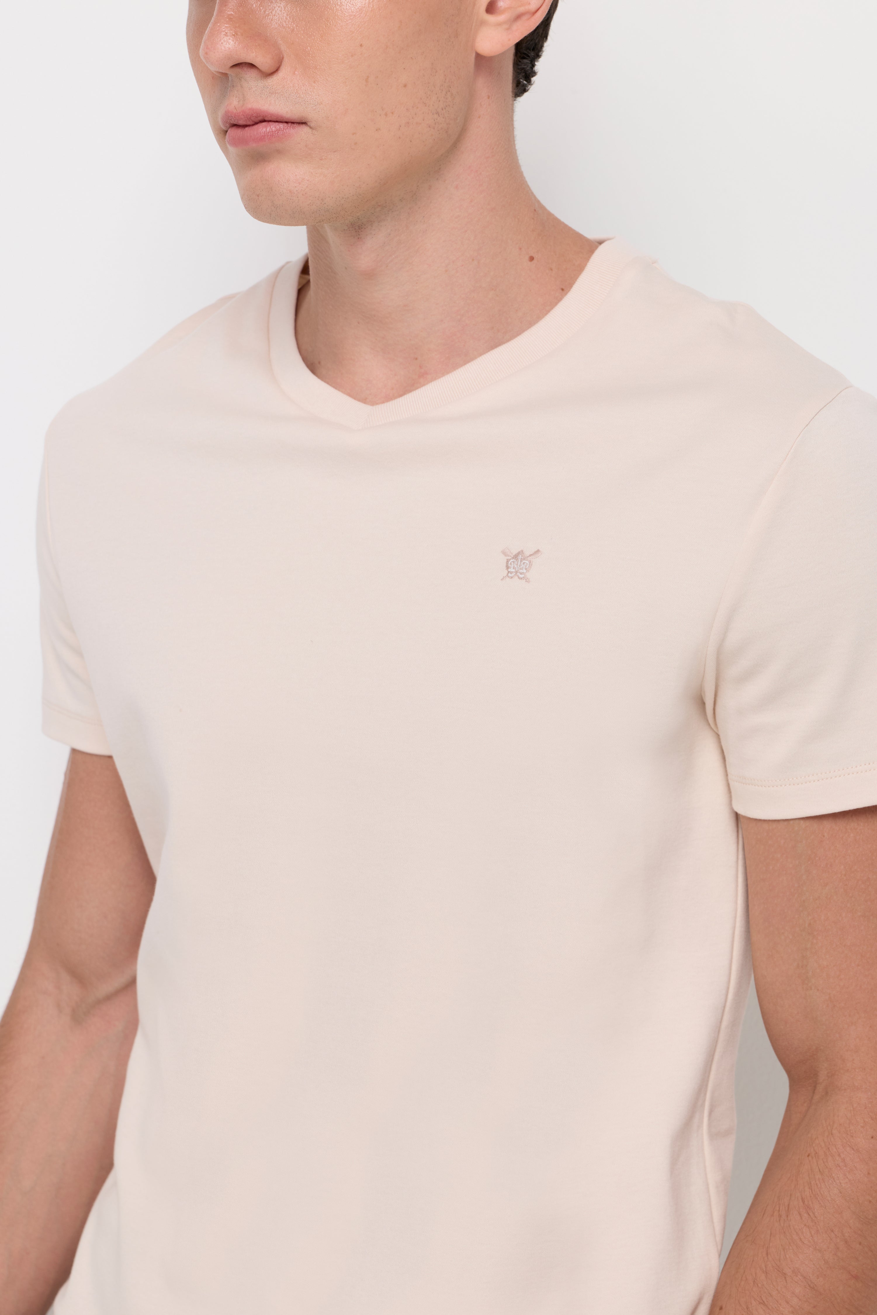 V NECK T-SHIRT COTTON JERSEY