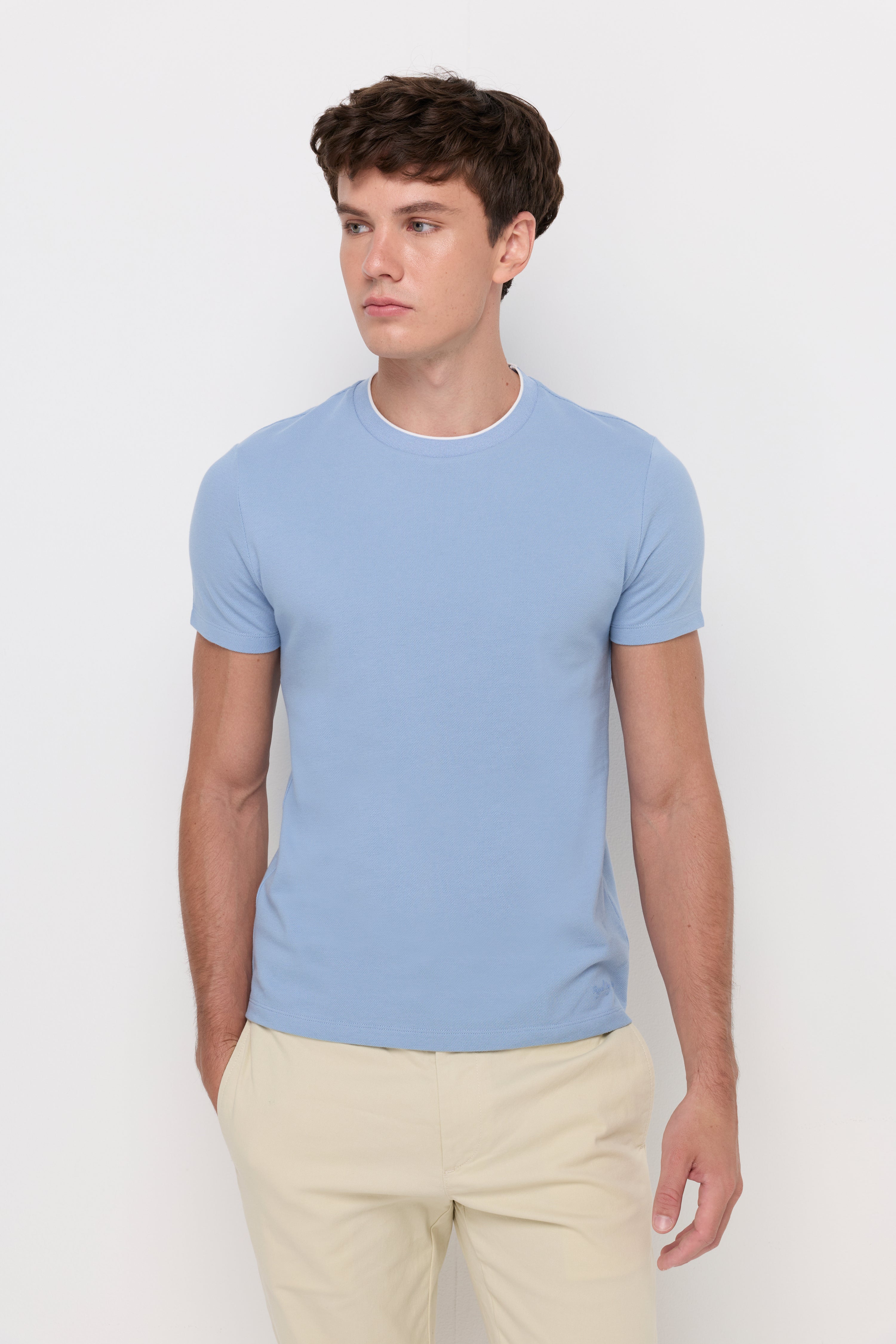 PIQUE SHORT SLEEVE ROUND NECK T-SHIRT