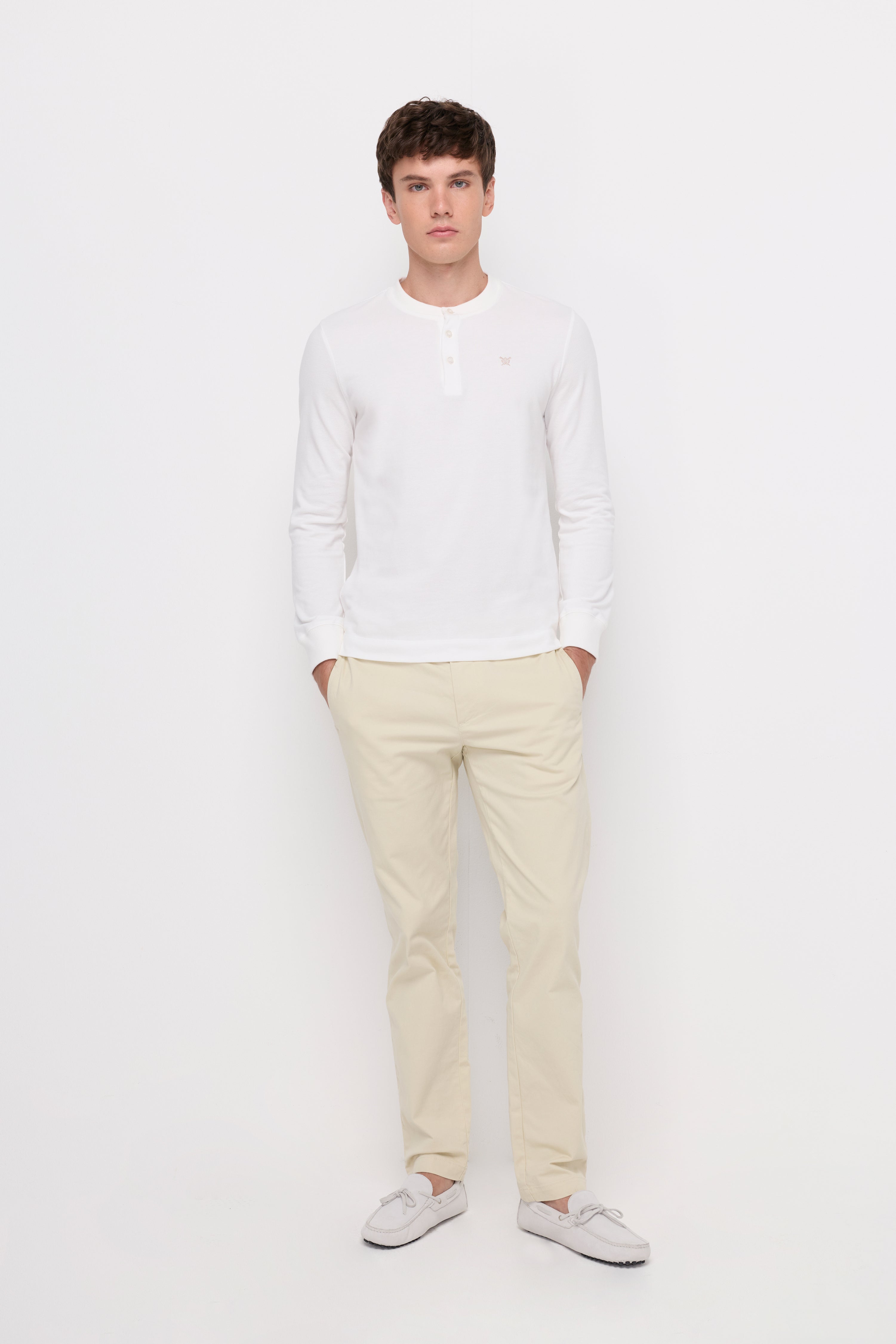 PIQUE LONG SLEEVE ROUND NECK T-SHIRT