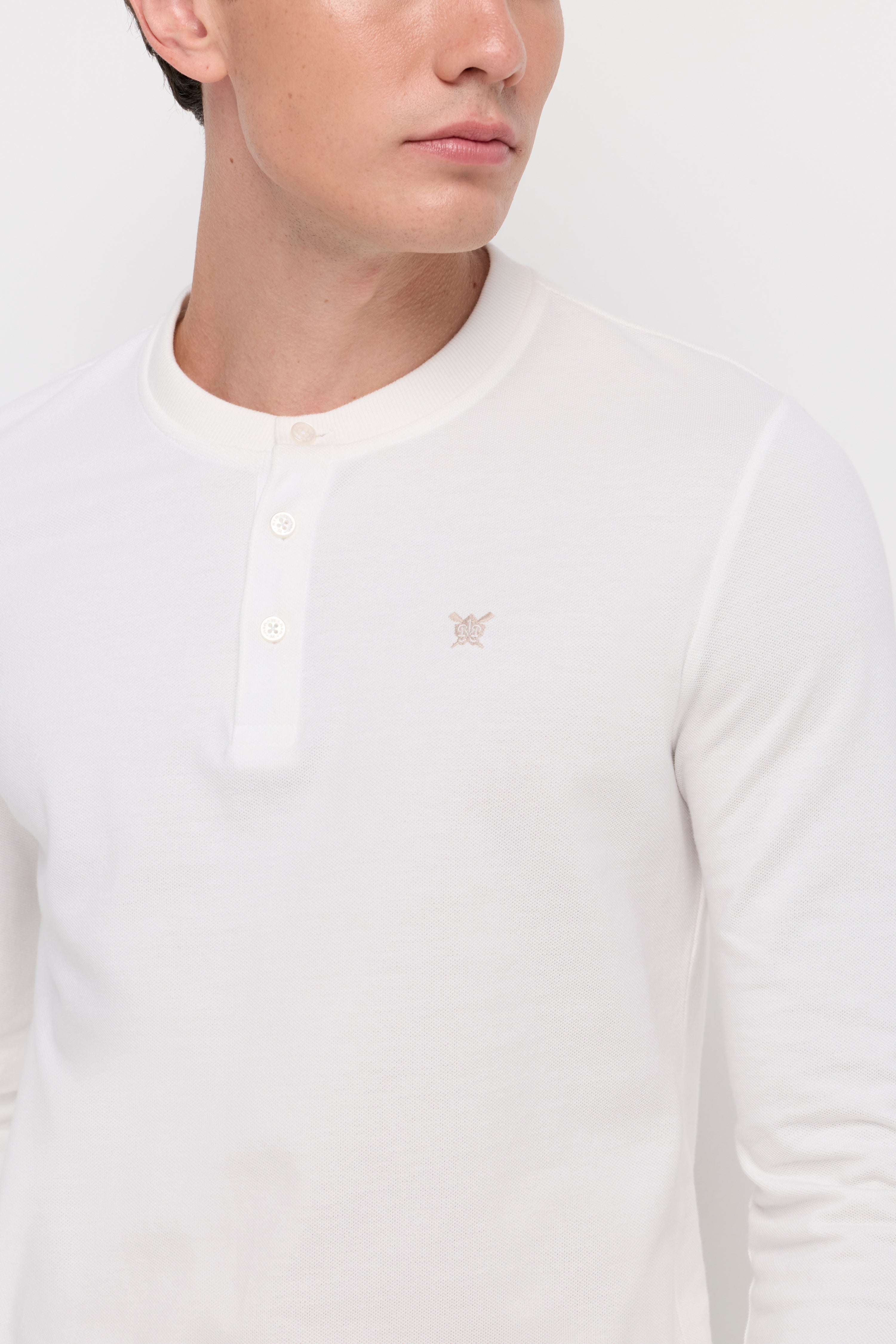 PIQUE LONG SLEEVE ROUND NECK T-SHIRT