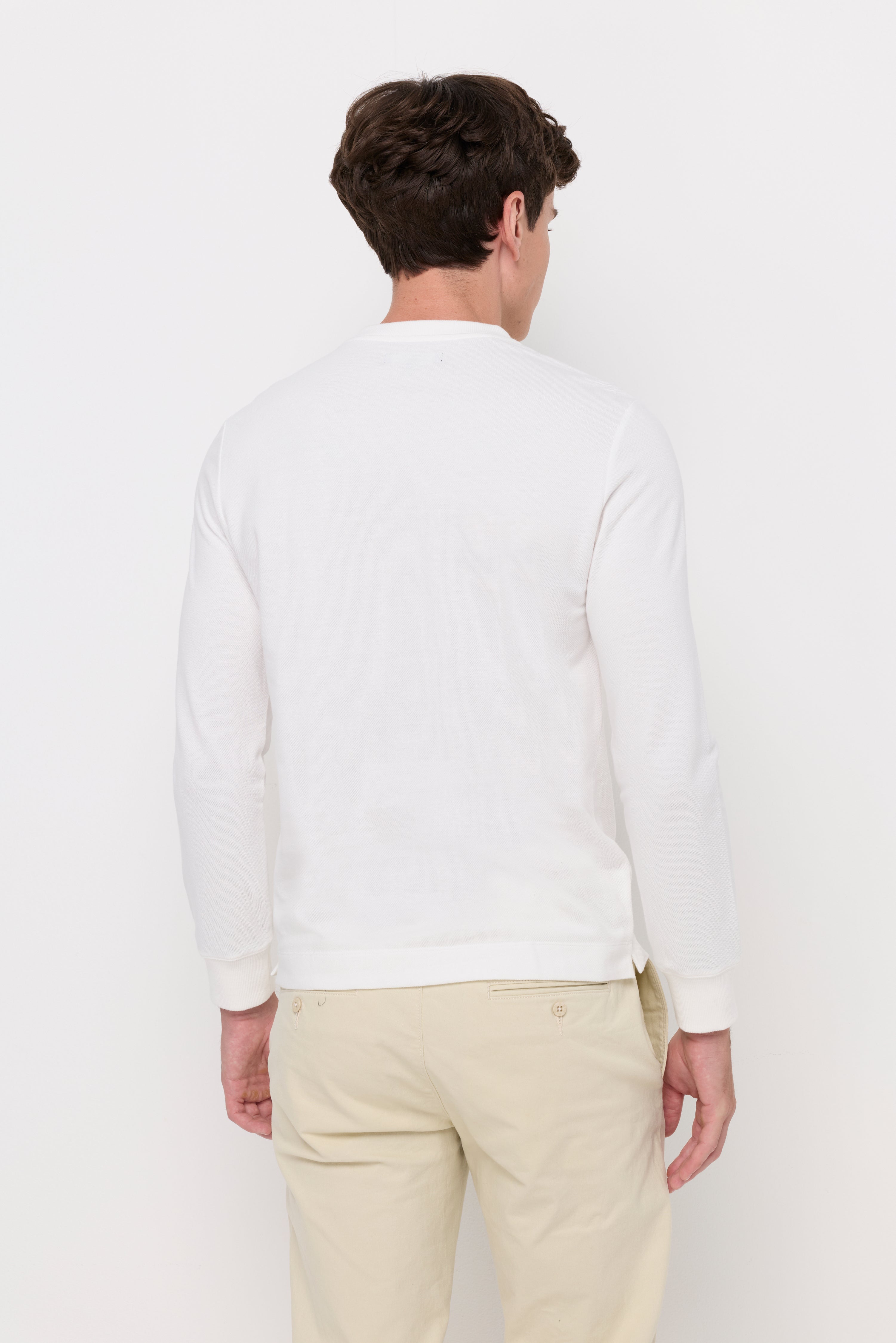 PIQUE LONG SLEEVE ROUND NECK T-SHIRT